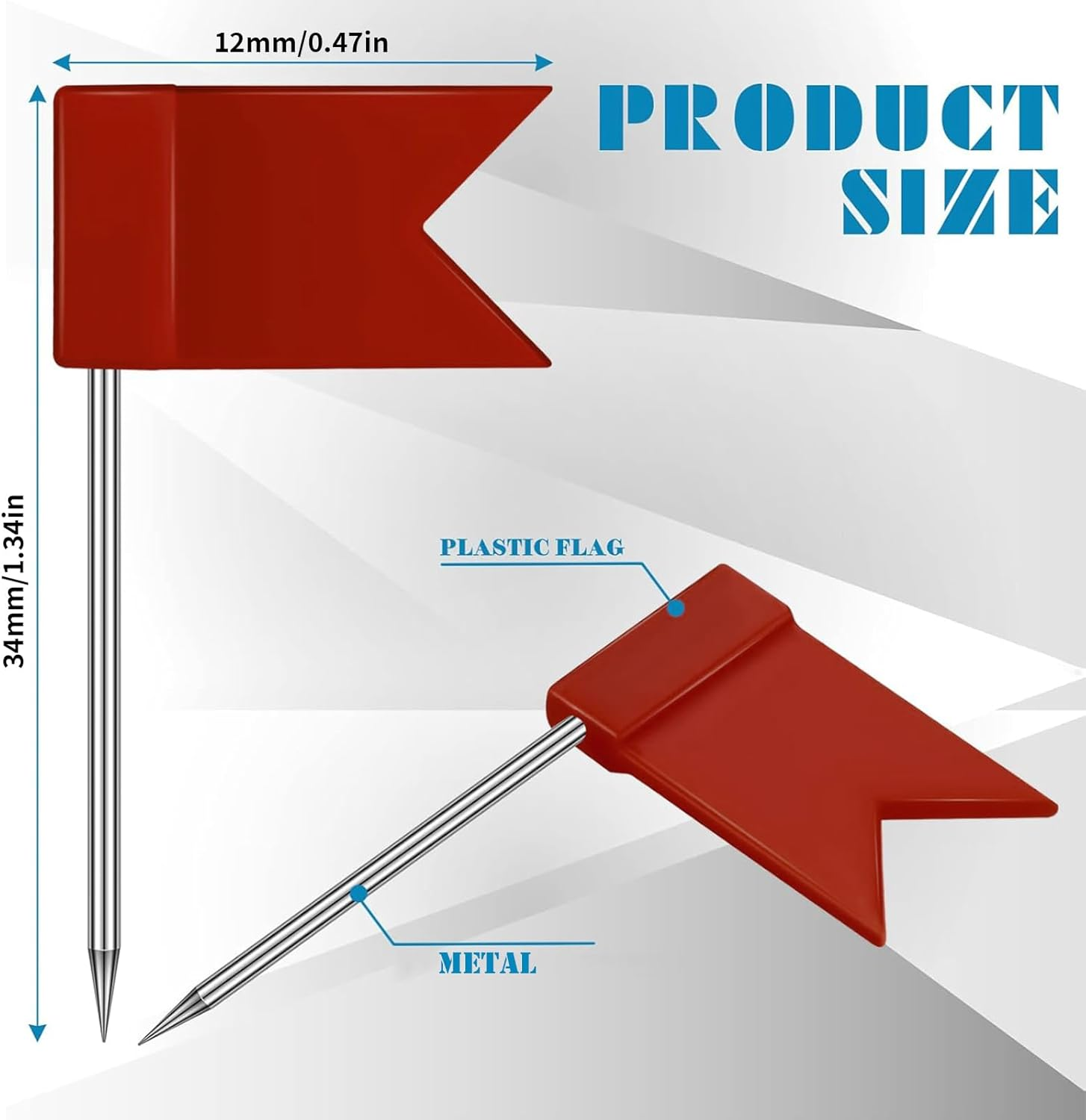 Nlvnmv 100 PCS Map Flag Push Pins, Plastic Head with Steel Point, for Bulletin Cork Board, Picture Hanging, World Map Marking, DIY Craft Projects (8 Assorted Colors) image number 4