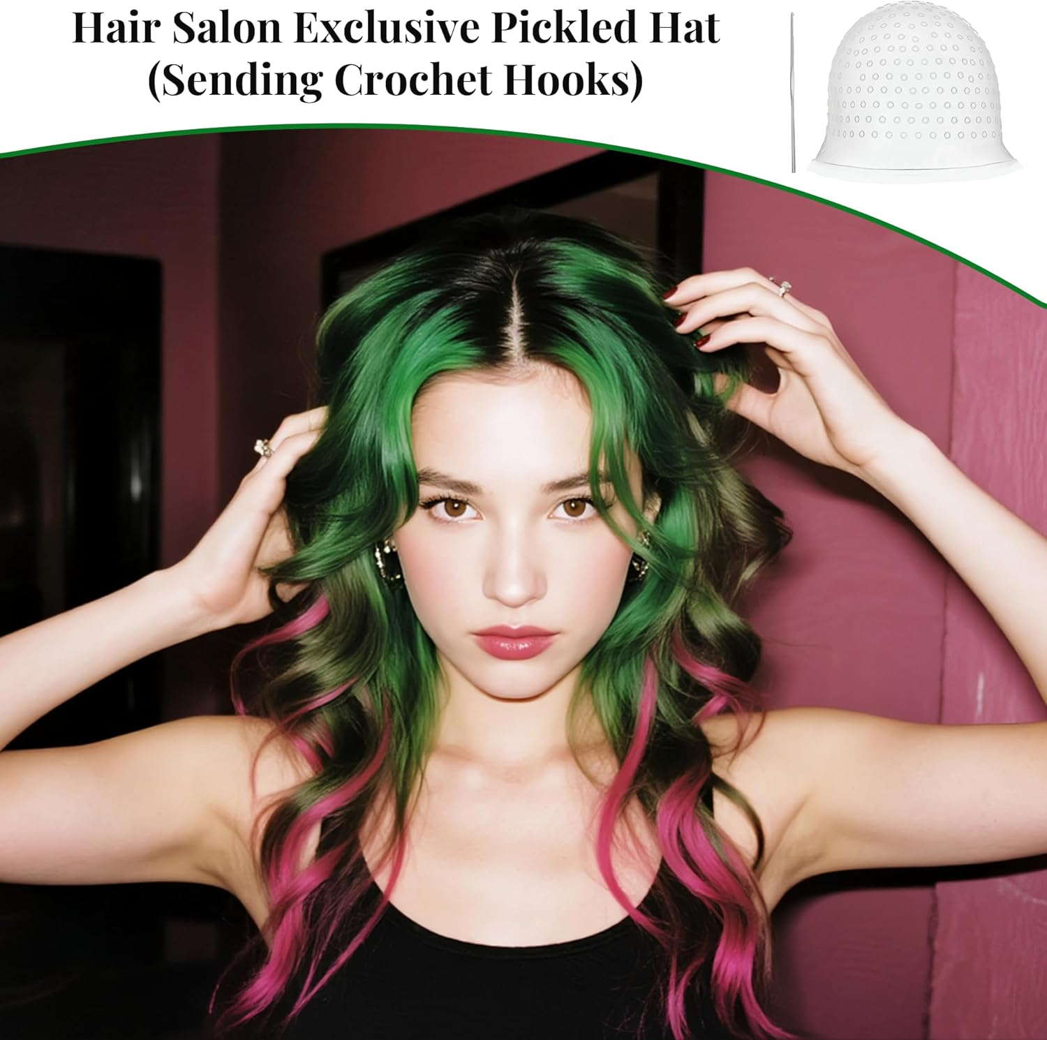 1 Piece Highlight Cap with Highlight Needle Silicone Highlight Hood Set Silicone Strands Hood with Holes Reusable Highlight Set for Professional Salon and Home Hair Dyeing (White) image number 4