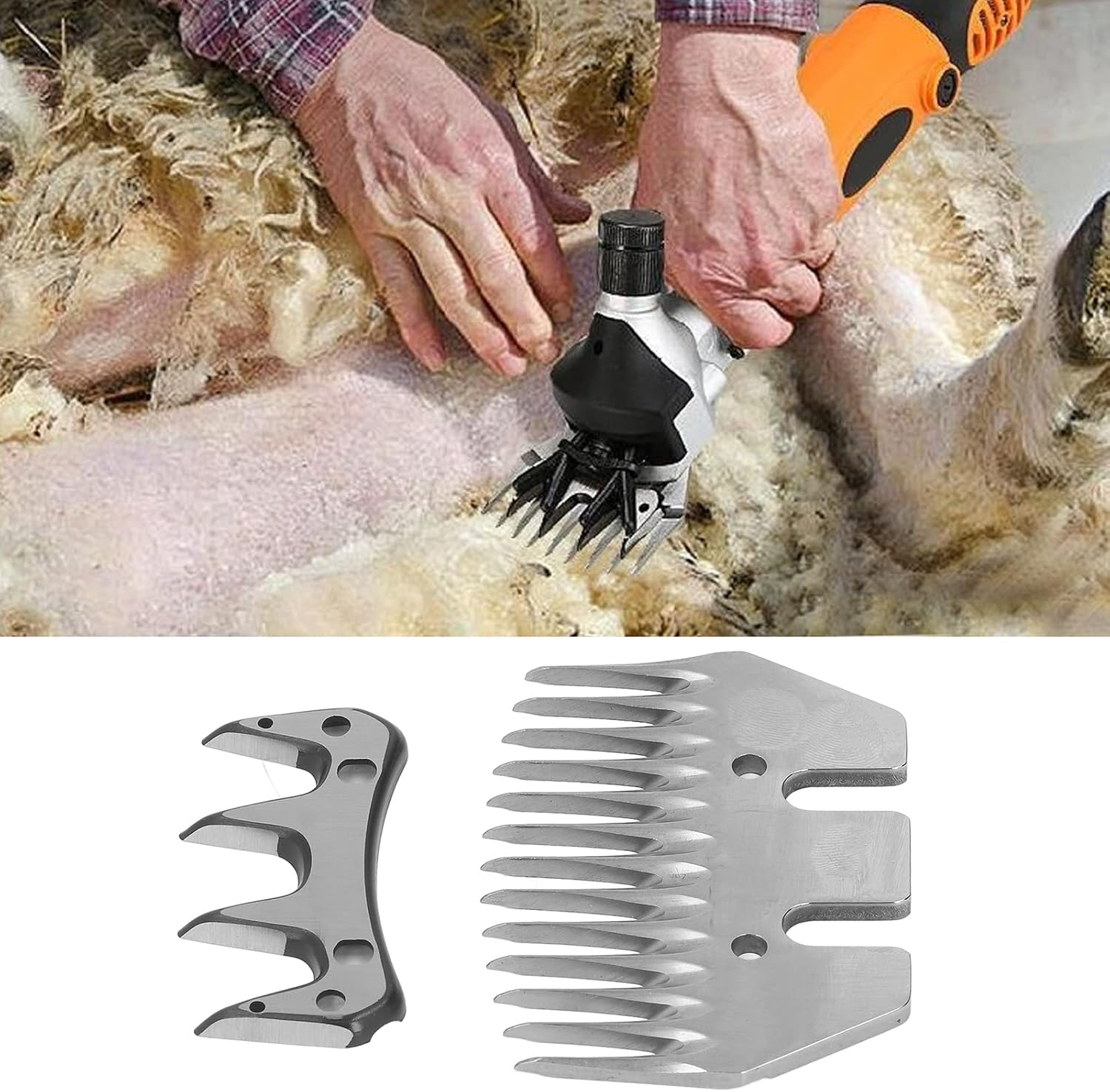 Sheep Shears Replacement Blades, 13 Tooth Sheep Shears Blades Professional Steel Clipper Blades Efficient Electric Wool Comb Cutter for Grooming Goats, Lambs, Llamas, Alpacas image number 3