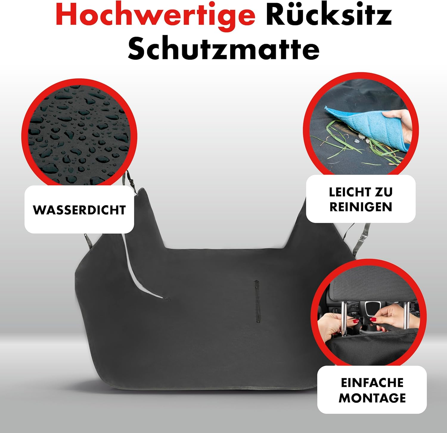 Walser Universal Car Dog Blanket Back Seat, Nero, Polyester with Coating, Protects Car Interior from Dirt, Scratches & Dog Hair, Fits Many Standard Vehicles, Easy to Install & Clean, Black image number 6