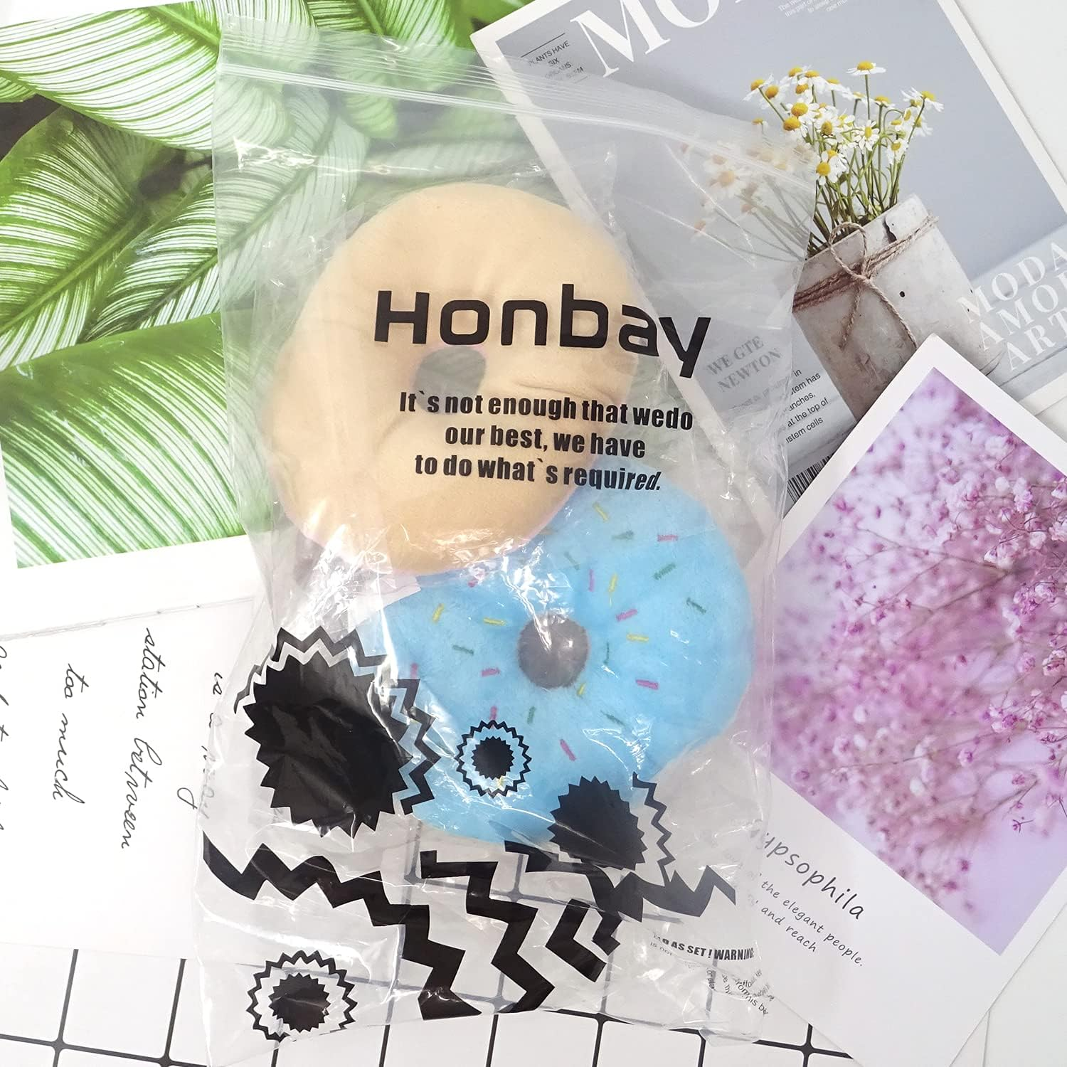 HONBAY 3PCS Donut Shape Plush Cat Catnip Toys Kitten Interactive Pillows Cat Gifts for Cat Lovers image number 5