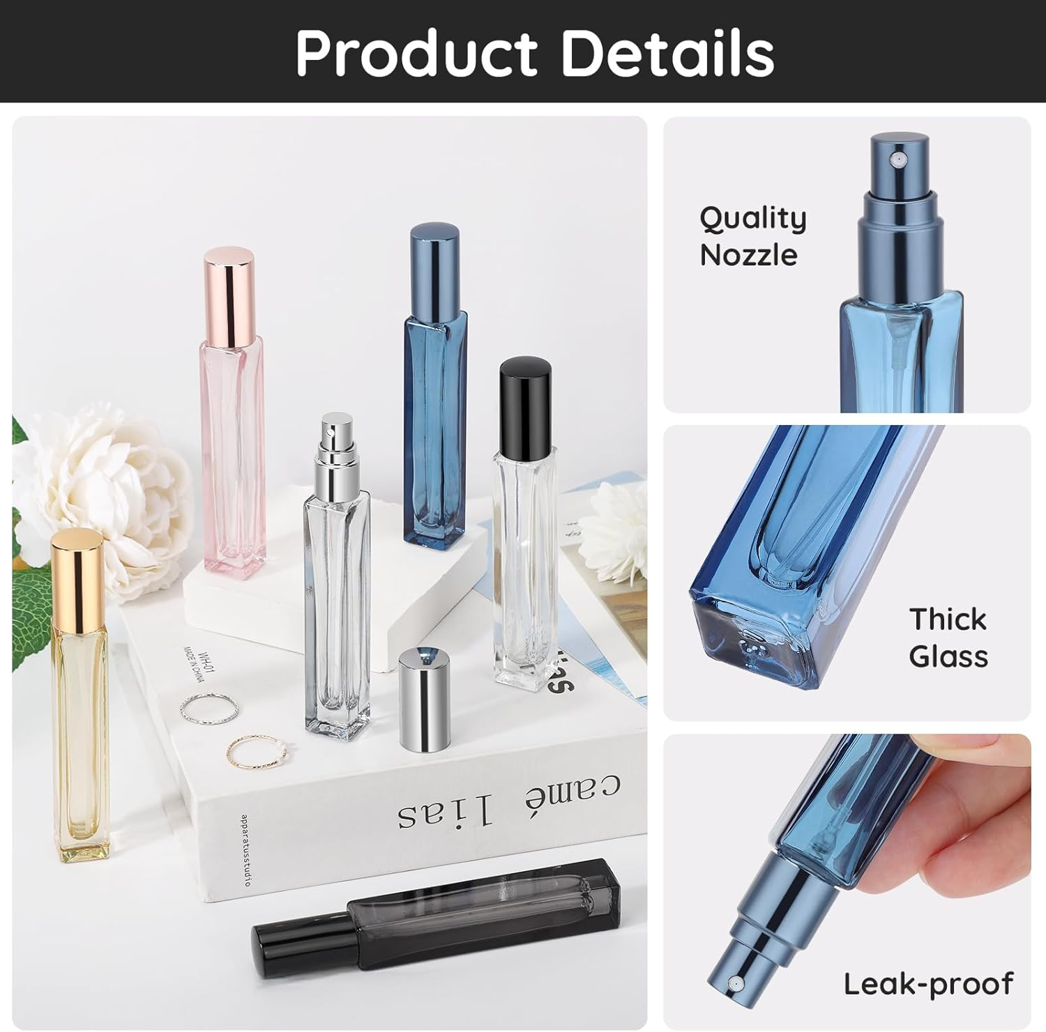 Segbeauty Perfume Travel Bottle Refillable, 5 Pcs Perfume Atomiser 10Ml Glass, Portable Travel Atomiser, Fine Mist Spray Bottle for Cologne, Toner