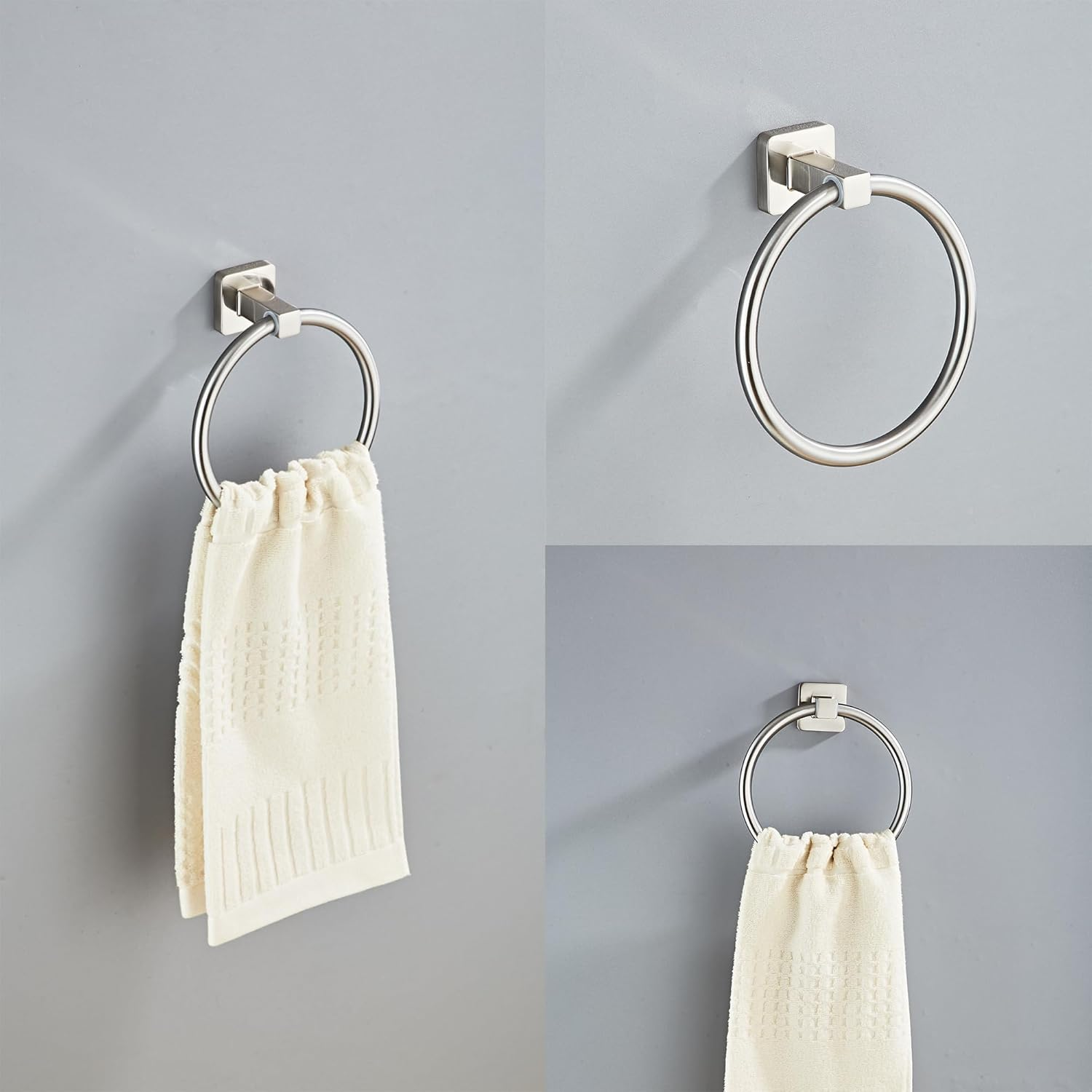 Brushed Nickel Bathroom Hardware Set 4 Pieces,Towel Bar Set Stainless Steel Wall Mounted, Includes 16In Hand Towel Bar, Towel Ring, Robe Towel Hooks,Toilet Paper Holder, Bathroom Towel Rack Set&hellip; image number 3