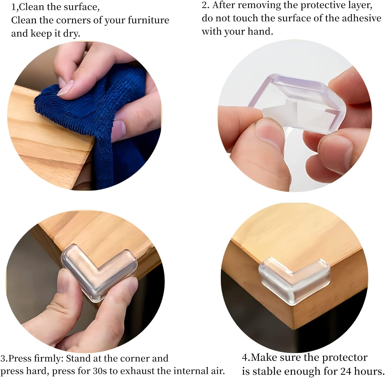 30Pc Baby Safety Corner Protectors,Clear Guards with Strong Adhesive, 3 Shapes image number 4