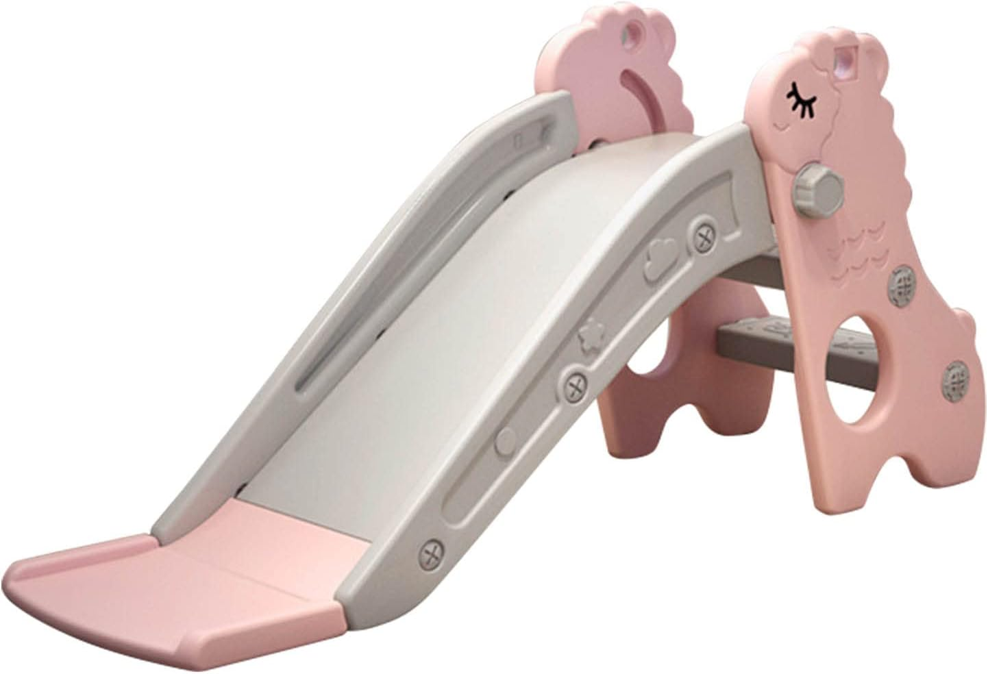 Kids Climber Play Slide, 2 Stairs Indoor Slide Toy Free Standing Foldable Safe for Baby for Living Room (Pink Gray) image number 5