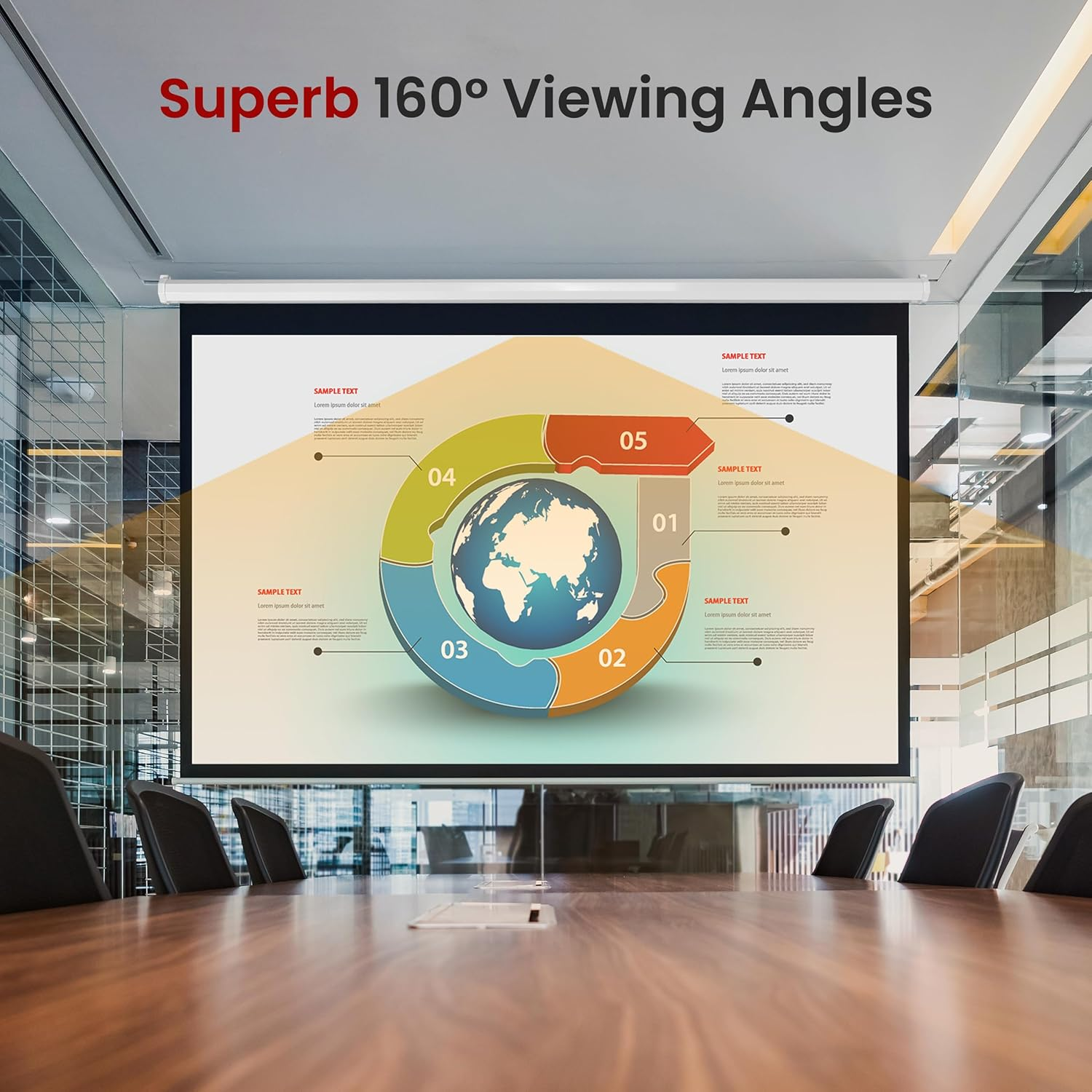 Pyle Manual Pull-Down Projector Screen - Universal 84-Inch Roll-Down Retractable Manual Projection Screen W/Auto-Locking, Adjustable Screen Height, Black Masking Border image number 1