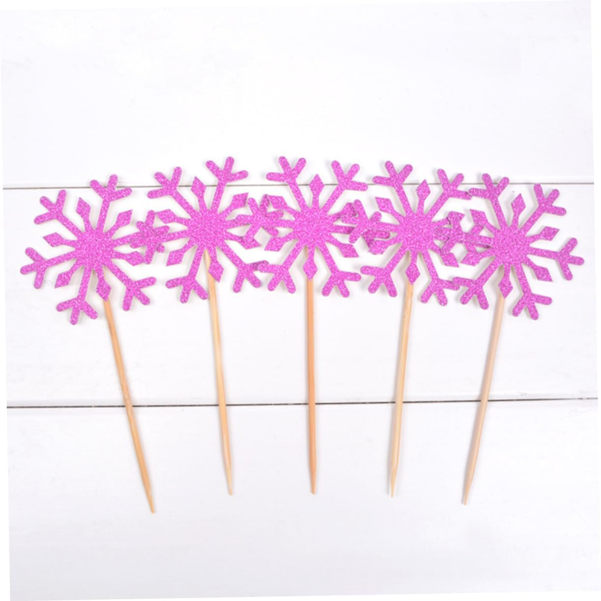 SHOWERORO 100Pcs Christmas Cake Picks Snowflake Ornaments for Dessert Topper Creative Blue Party Cupcake Decor for Christmas Wrapping Decorations image number 1