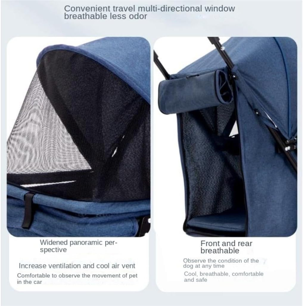 Pet Stroller Dog Stroller Cat Stroller Folding Pet Stroller with 4 Wheel Cat Stroller for Travel Walk Dog Stroller for Small Medium Dogs & Cats Dog Pram Dog Cat(Color:Gray) image number 4