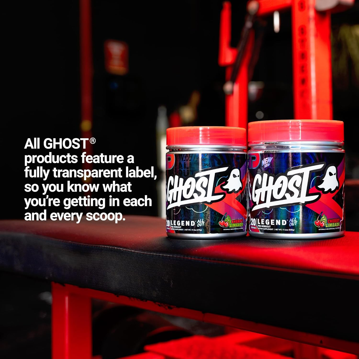 Ghost Legend All Out V2 20 Servings Pre-Workout Powder, Cherry Limeade image number 1