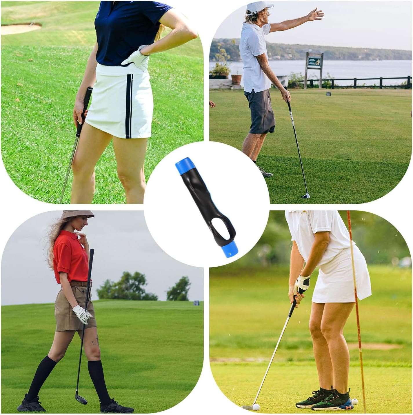 Lasuroa Golf Swing Trainer, 6In Long Black & Blue Golf Grip Training Aid Portable Anti-Slip Golf Swing Aid Golf Wrist Trainer for Correct Hand Position & Grasp image number 1