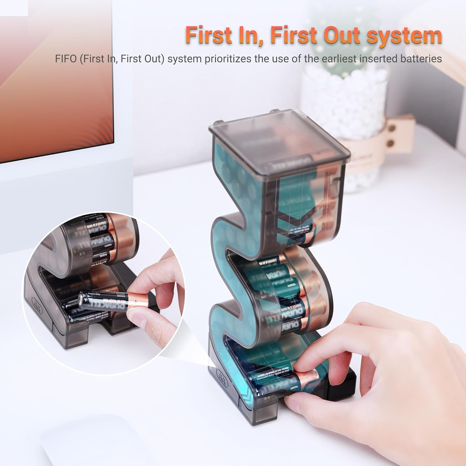 KIWIFOTOS 27 AA & 35 AAA Combo Battery Case Holder with Tester, Pegboard Wall Mount Battery Organizer Dispenser for AAA Batteries Caddy Storage Rack image number 2