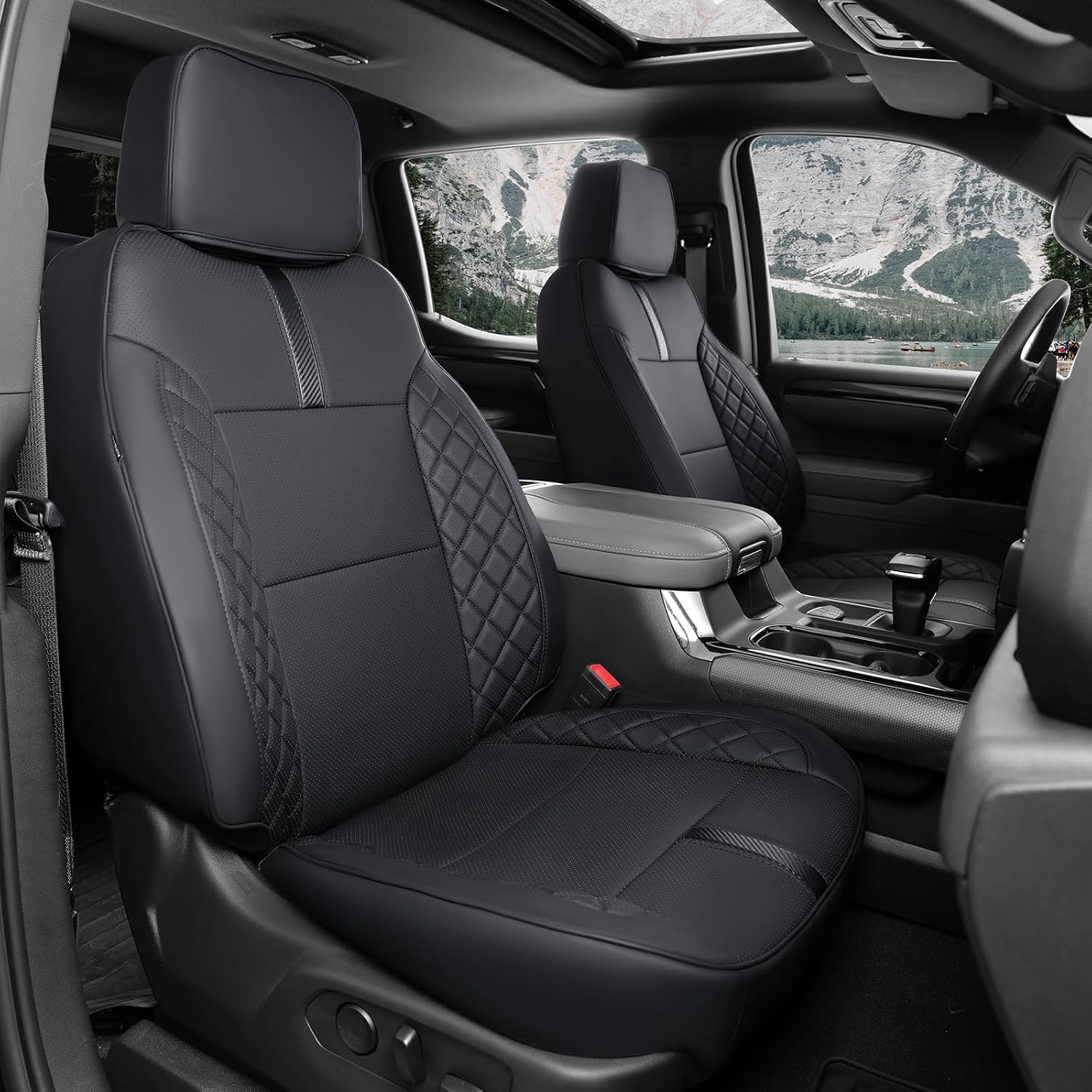 Weatherward for 2019-2025 Chevy Silverado Seat Covers/Gmc Sierra Seat Covers, 2024 2025 Chevy Silverado 1500 Accessories, 2024 2025 GMC Sierra 1500 Accessories, Black, Fit 2Nd Row Seatback Storage image number 4