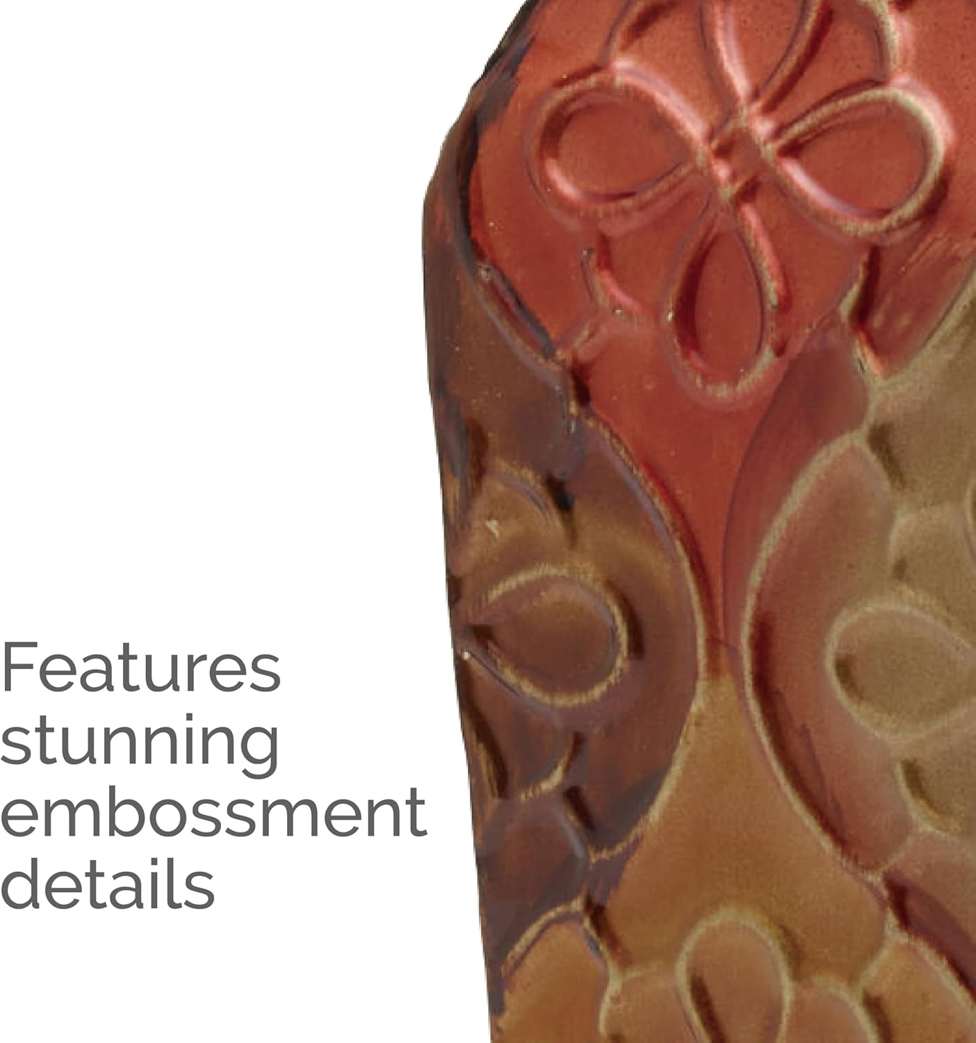 Elements Embossed Metal Floral Decorative Vase, 17-Inch image number 5