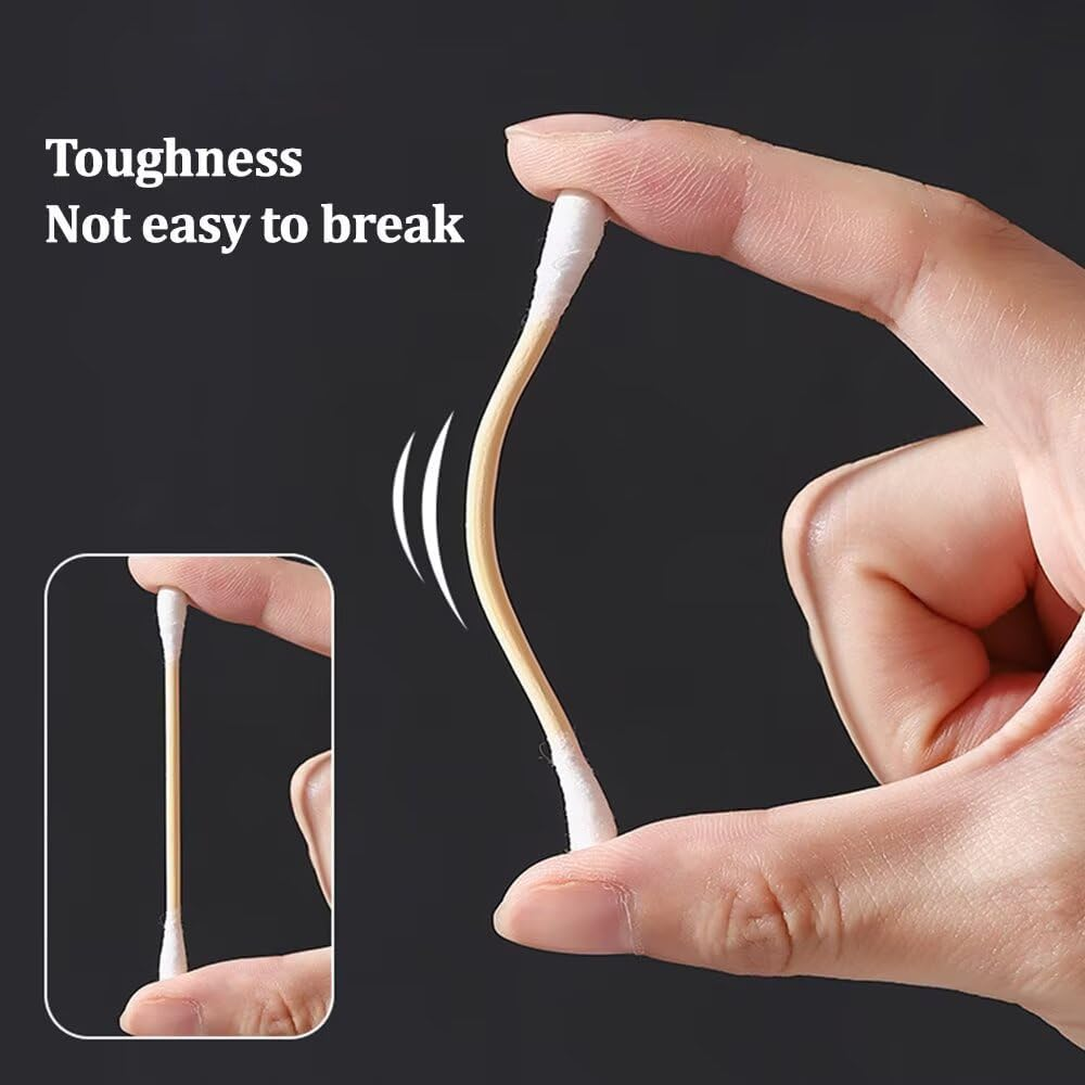 Cotton Buds Pack of 200+ Bamboo with Wooden Handles Sustainable for Make-Up Clean Care Ear Cleaning Wound Care Cosmetic Tool Double Head Biodegradable Environmentally Friendly image number 1