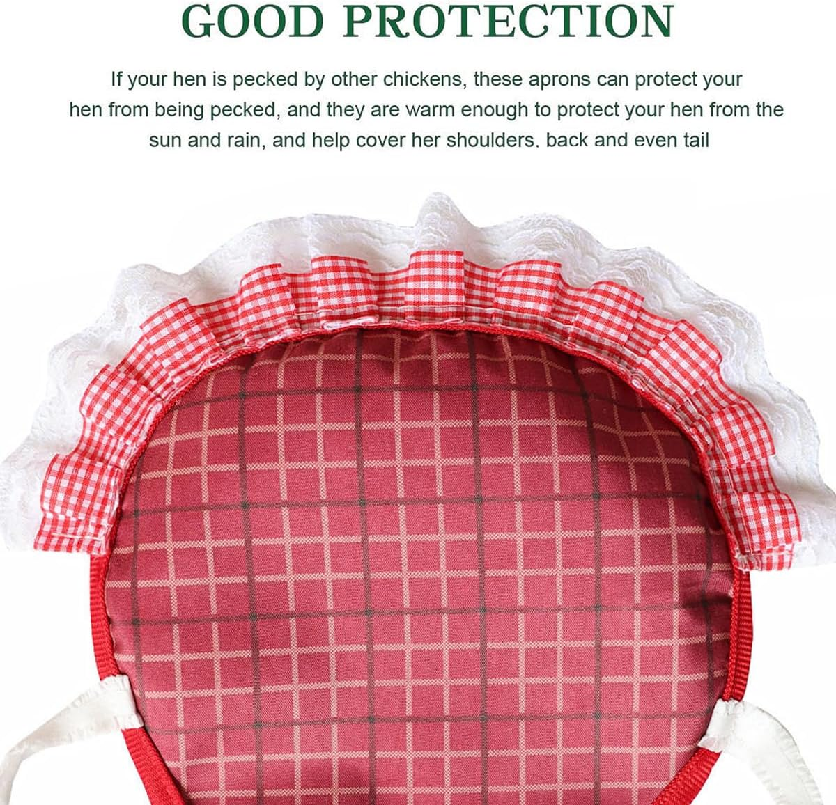 AIMALL Chicken Saddle Hen Apron 5-Pack &ndash; Soft Double Layer Back Protector with Lace Trim, Feather Guard with Elastic Straps for Poultry Injury Protection 9.1X9.1In image number 2