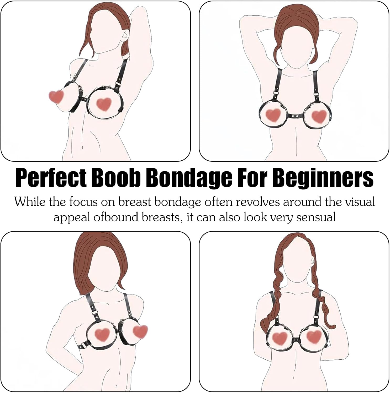 Mineens Chest Restraints for Women Harness,Bdsm Bondage Set Chest Restraints Sex Toy for Couples,Sexy Lingerie,Sm Sex Outfit for Play Fetish Cosplay Black image number 3