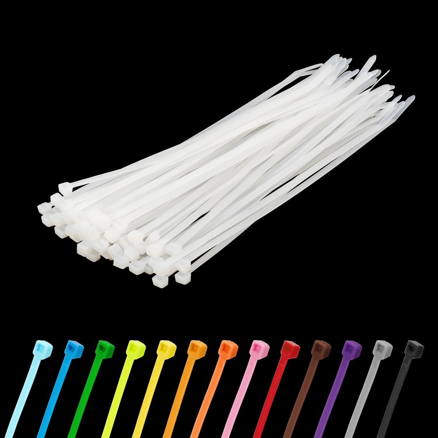 Pack of 100 200 Mm X 4.8 Mm Nylon Cable Ties, Self-Locking Plastic Cable Ties, UV Resistant with 50 Lbs Tensile Strength for Indoor and Outdoor Use (Green)