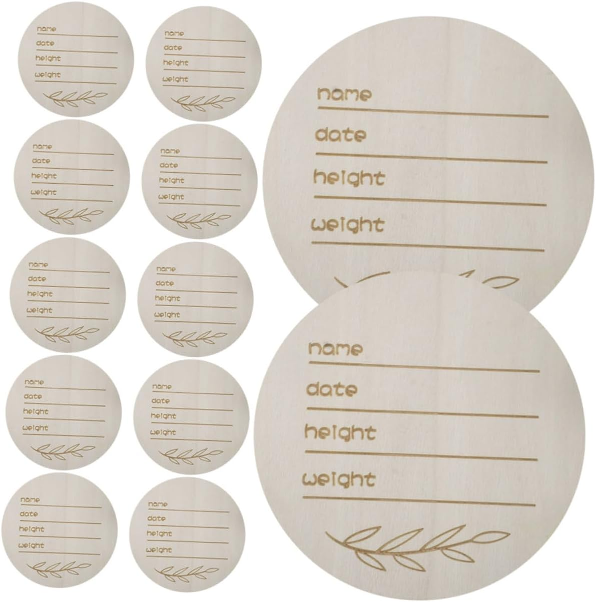 DOITOOL 12Pcs Wooden Birth Announcement Sign Smooth round Keepsake for Newborn Photography Creative Design Milestone Cards for Capturing Growth Moments image number 1
