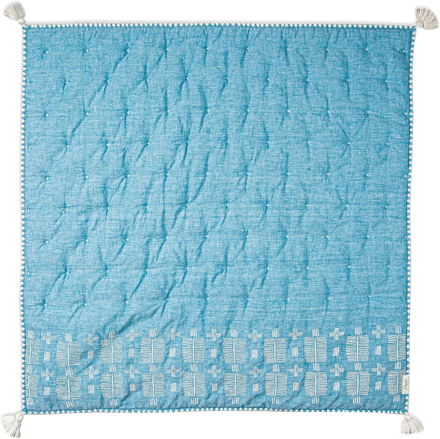 Crane Baby Blanket, 36&rdquo; X 36&rdquo;, Soft Cotton Quilted Nursery Blanket for Boys and Girls, Blue image number 5