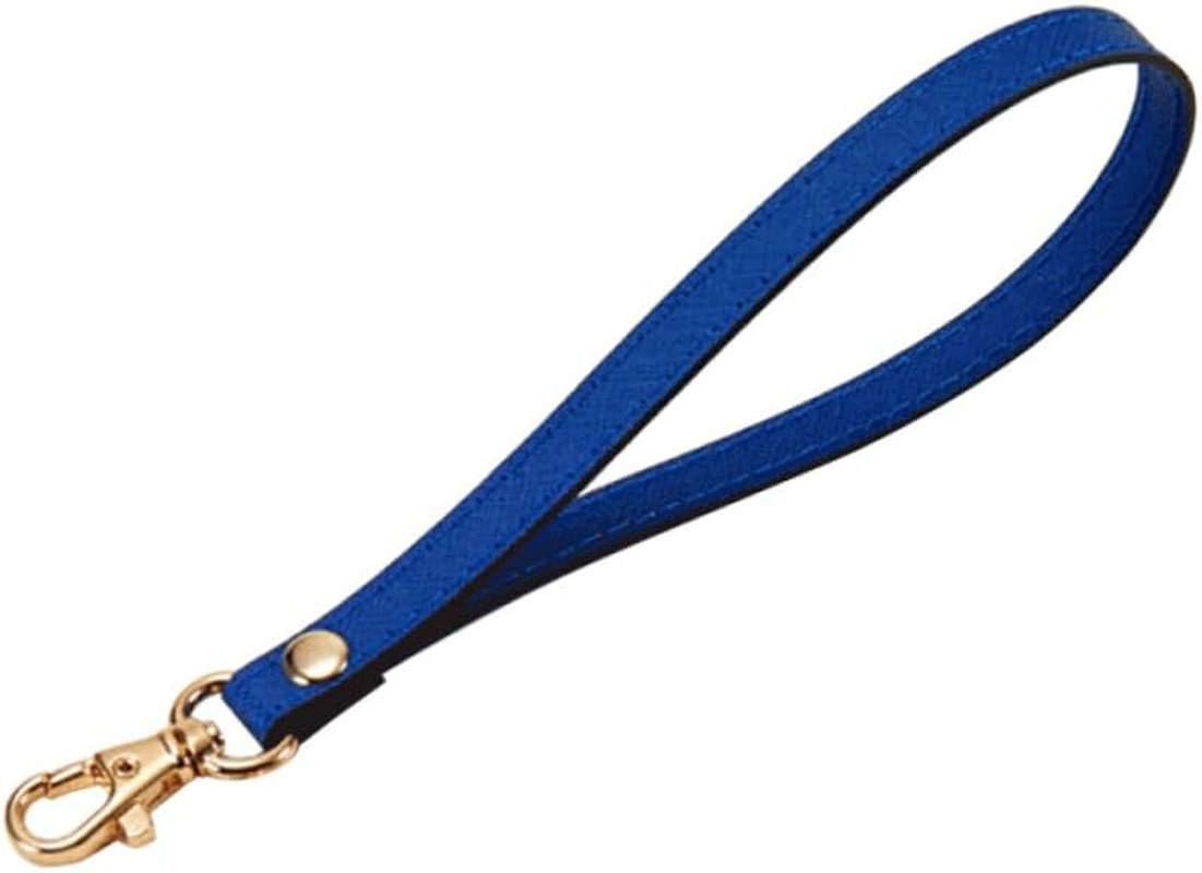 MINAOLULUS Leather Wrist Strap Clutch Wristlet for Women, Blue Textured Genuine Leather with Gold Buckle, Keychain Compatible Hand Strap for Purse Making and DIY Accessories image number 5