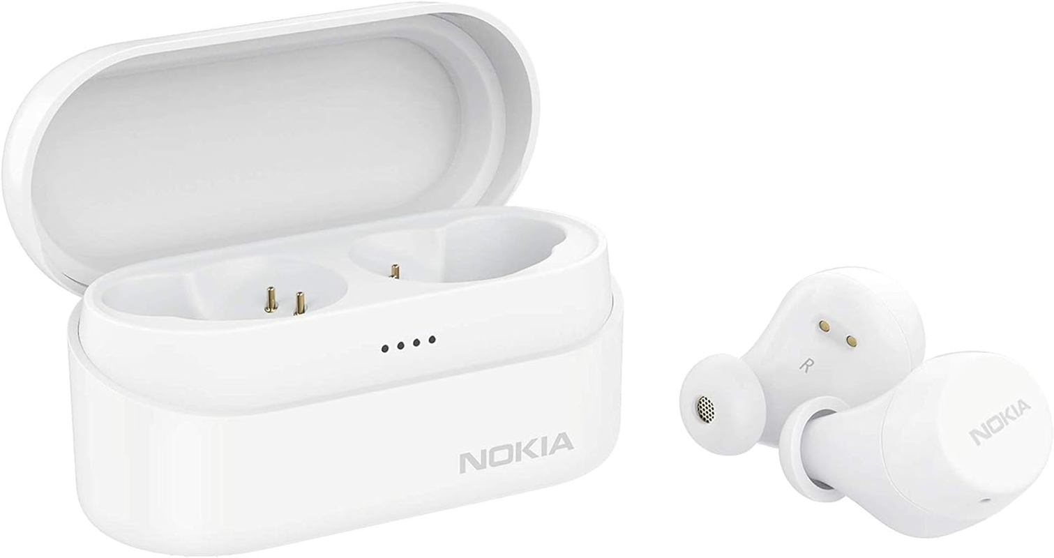 Nokia Power Earbuds Lite (Genuine Nokia Product) 2020 Bluetooth Earphones, Charging Case, up to 35 Hours Battery, Waterproof and Comfortable In-Ear Design, Snow Universal
