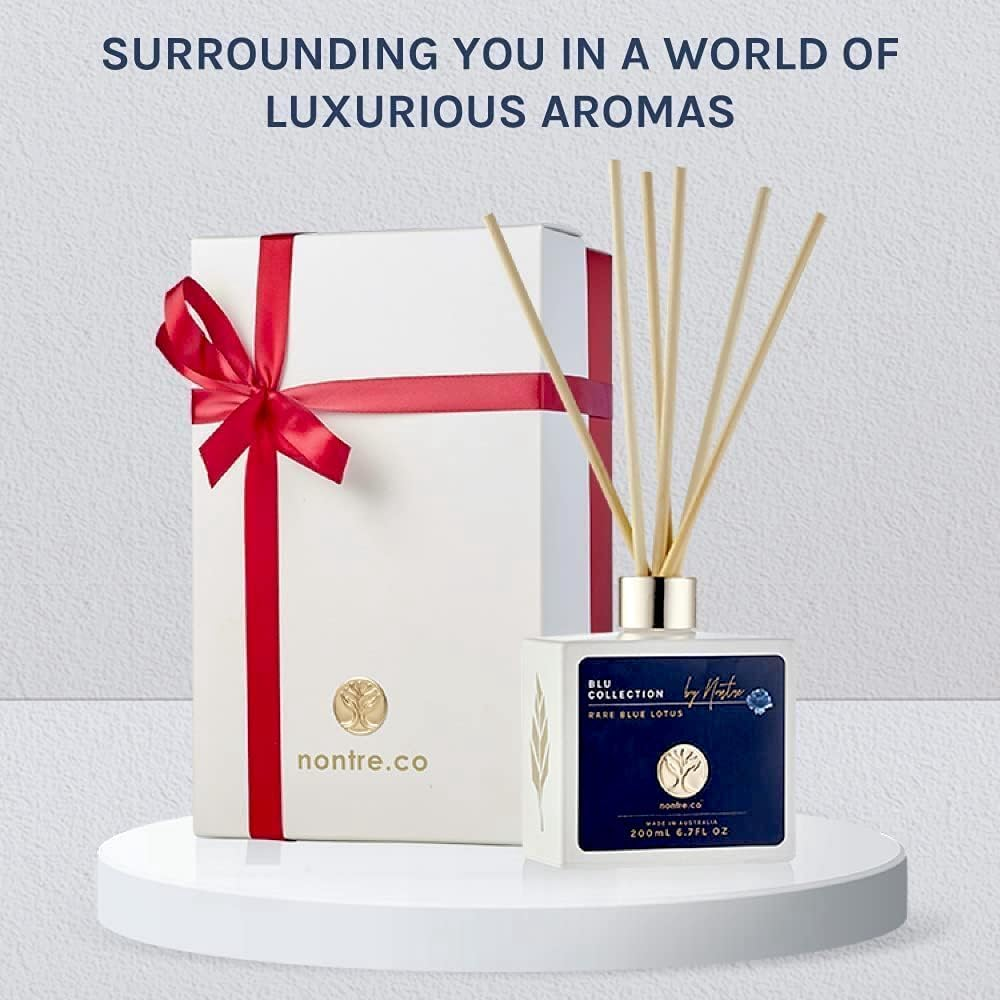 Nontre, Reed Diffuser, Blu Collection, 6 Bamboo Reeds, Delicate, Exotic Aroma with Extreme Scent Longevity, Aromatherapy Reed Diffuser, 200Ml image number 2