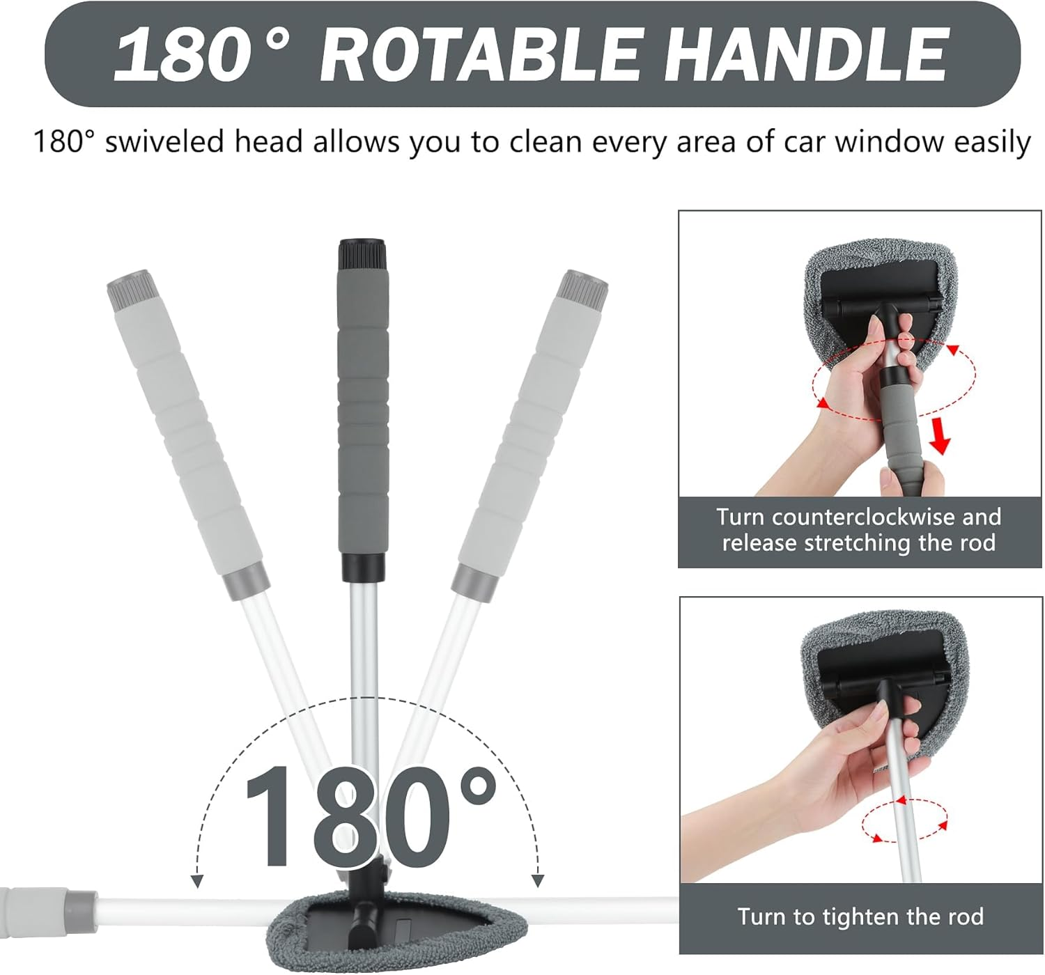 Car Window Cleaning Kit, 8 Pieces, Includes Windshield Cleaning Tool with Extendable Handle 5 Microfiber Bonnets 1 Car Ventilation Brush 1 Empty 50Ml Spray Bottle Glass Wiper Kit (Blue)