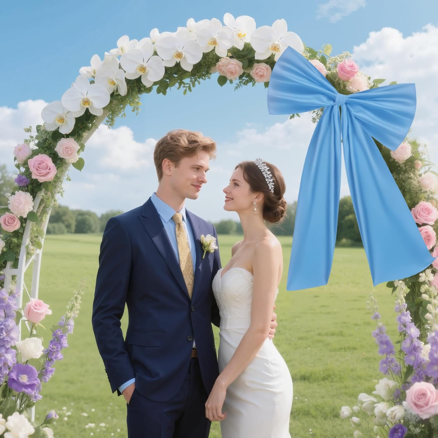 Ouqiesli Pink Bow Birthday Party Decorations Bridal Shower Room Wall Black Decor Large Christmas Wall Decor (Blue) - Blue image number 6