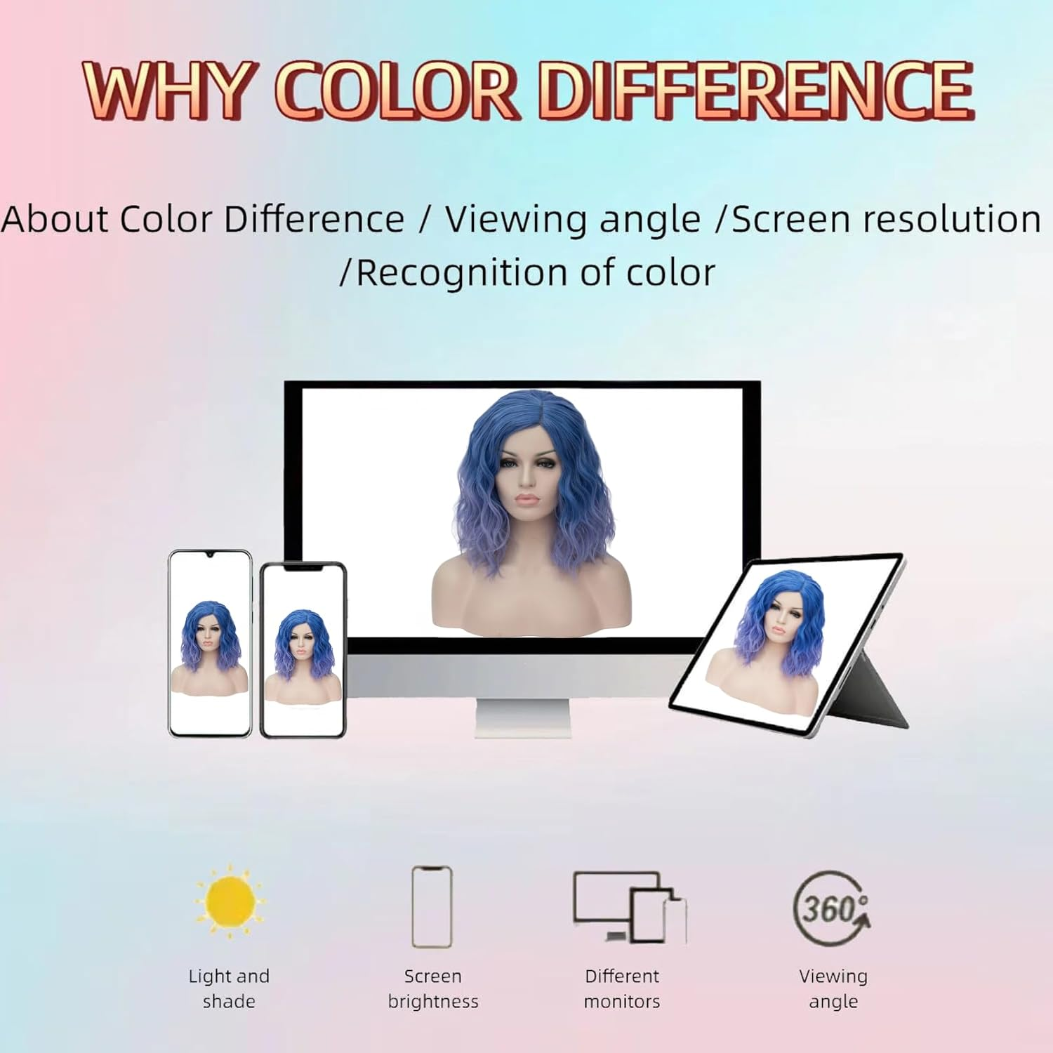 Cying Lin Short Bob Wavy Curly Wig Light Blue Wig for Women Cosplay Halloween Wigs Heat Resistant Bob Party Wig Include Wig Cap (Light Blue) image number 3