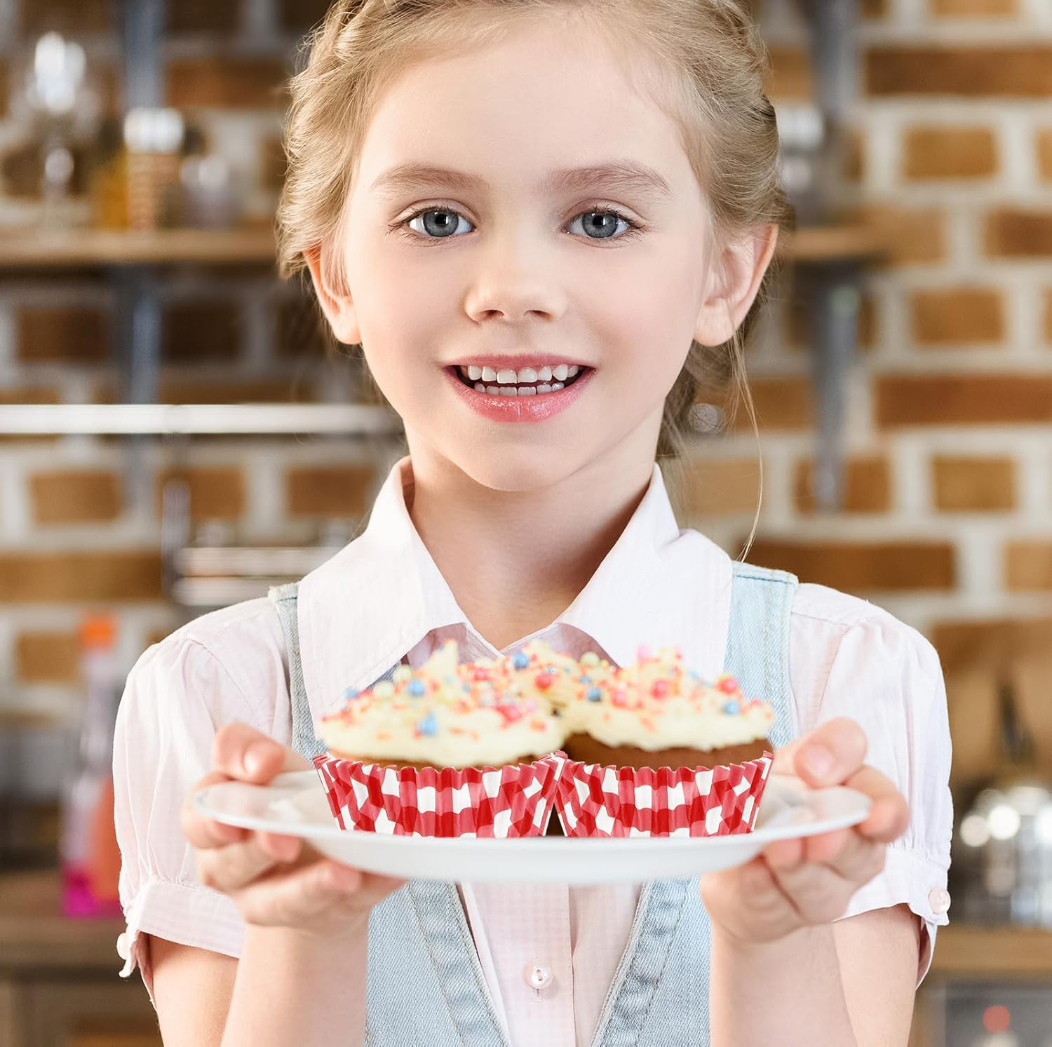 Whaline 300Pcs Red Plaid Cupcake Liner Checkered Baking Cup Muffin Liner Paper Cake Cup Storage Container for Christmas Wedding Party DIY Craft, 2X1.2 Inch image number 6