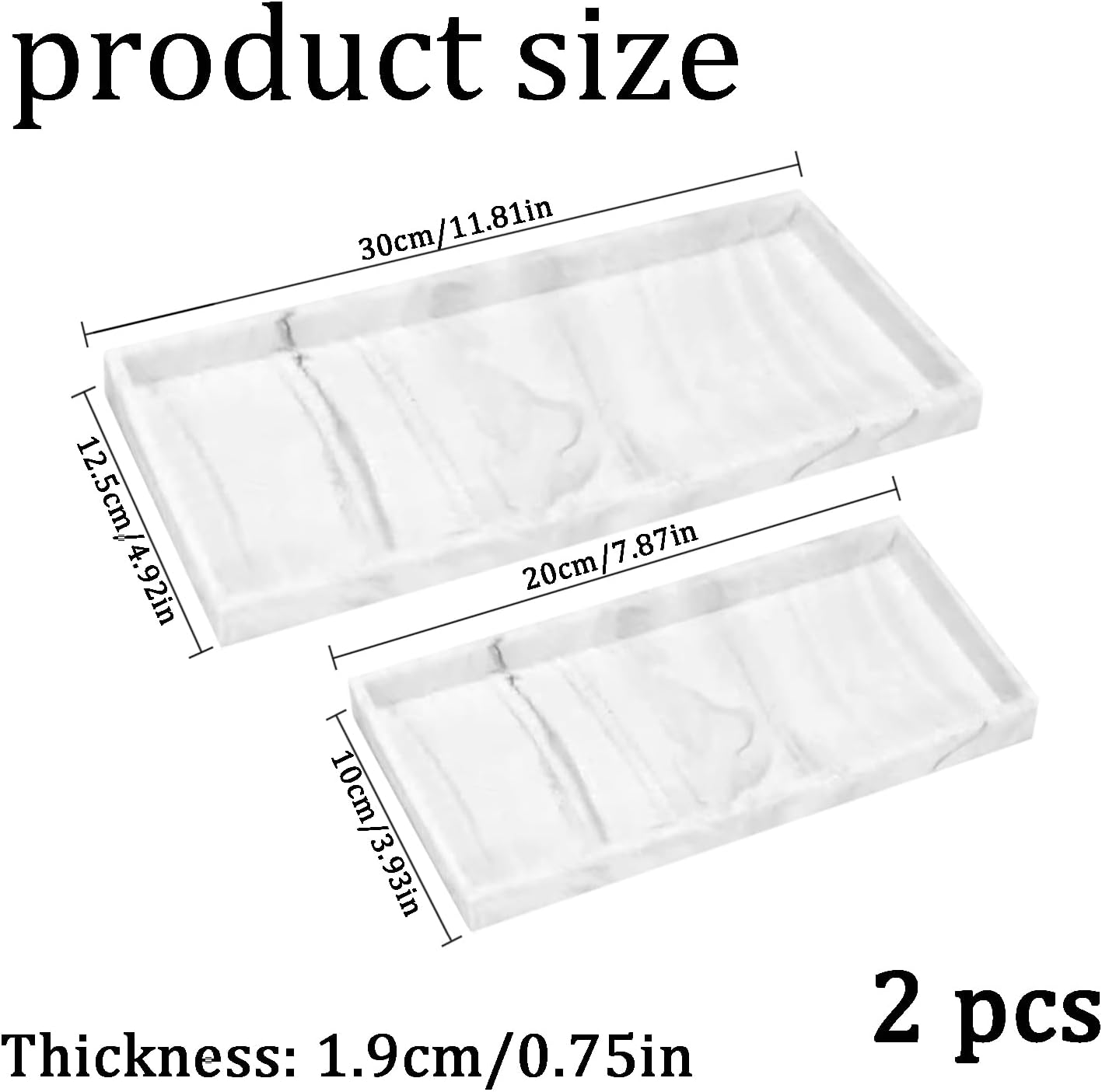 2 Pcs Aromatherapy Tray Thick Silicone Bathroom Vanity Tray Durable Rectangular Soap Dish for Countertop, Kitchen Sink Ideal for Jewelry, Cosmetics, Candles, Perfumes & Shampoo (White) image number 5