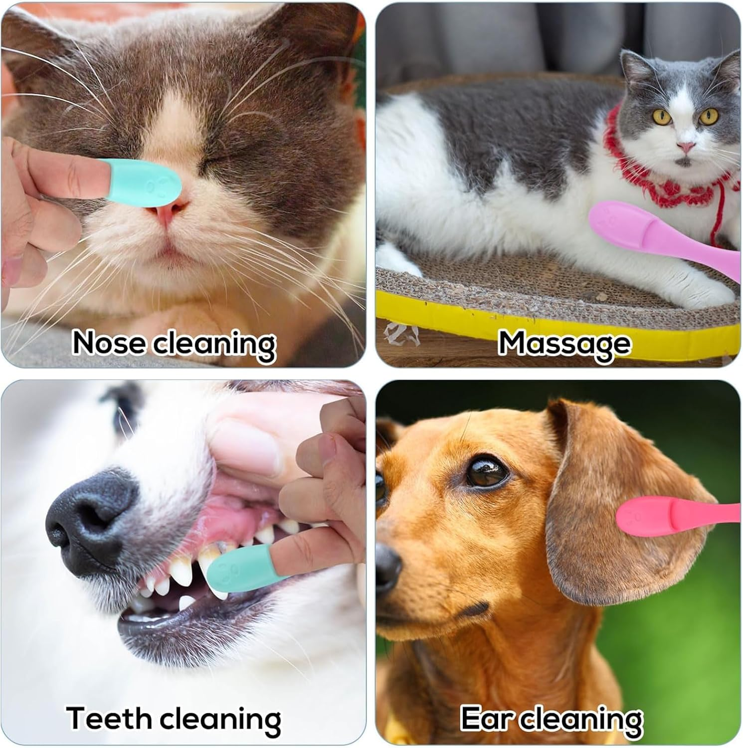 8 Pcs Cat Chin Brushes, Soft Silicone Manual Facial Cleansing Scrubber Cats Chin Cleaner Dog Finger Toothbrush Pet Tooth Brush with Improved Design for Dogs Cats Puppies Chin Cleaning Dental Care image number 6
