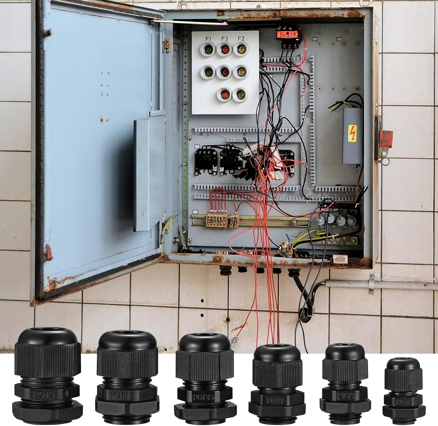 Pack of 50 Cable Glands Set, IP68 Waterproof Adjustable Cable Grommet, Black Adjustable Cable Connectors, Cable Connectors Set - PG7/9/11/13.5/16/19/21 PG25/29/36/42/48/63 - White image number 4