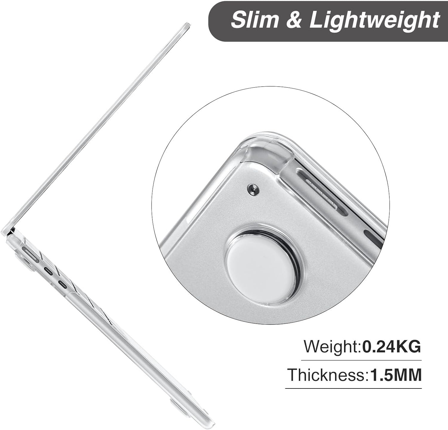 Blueswan Compatible with Macbook Air 15 Inch Case 2024 2023 A3114 A2941 with M3 M2 Chip 15.3" Liquid Retina Display, Protective Plastic Hard Shell Case, Clear image number 6