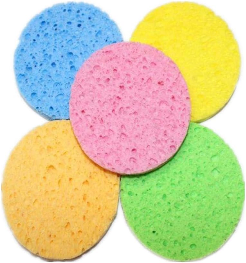 Xinyee 2Pcs/Set Facial Washing Sponge Soft Wood Pulp Sponge Soft Cellulose Compress Cosmetic Puff Face Care Cleansing Makeup Remover Tools image number 2