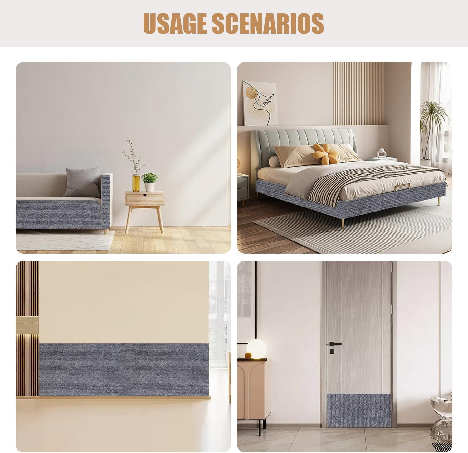 Large Cat Scratching Mat, 78.7"X15.8" Trimmable Cat Scratching Post Carpet Covered, Durable Cat Tree Replacement, Self-Adhesive Couch Protector, Shelf Shelves Steps Furniture DIY Protector (Grey, 1) image number 2