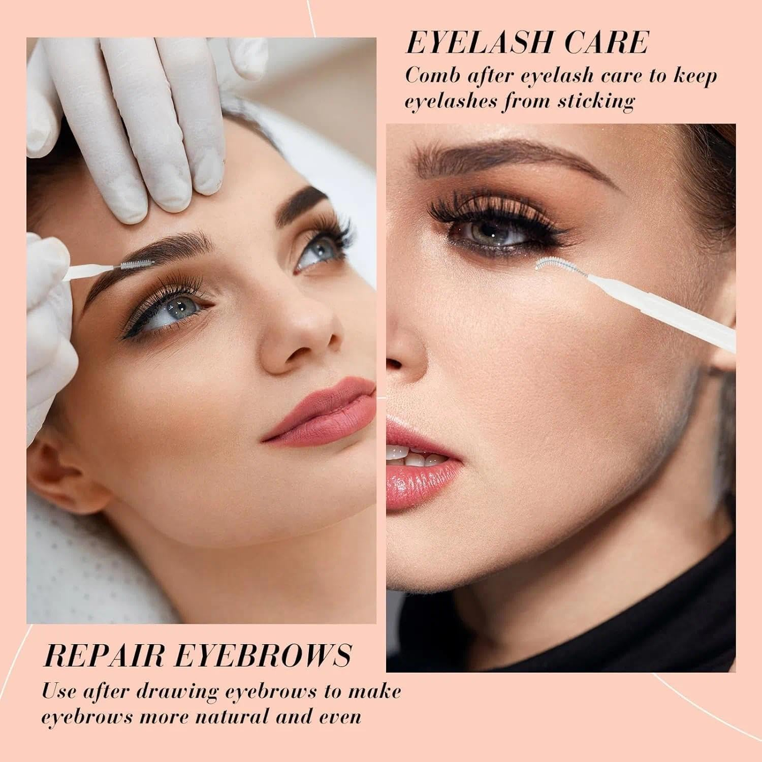 100 Pcs Micro Eyebrow & Eyelash Spoolie Brushes with Cap, Brow Lamination & Eyelash Extension Tools,Makeup Applicators & Comb Multifunctionaltool Kit for Professionals - Ruibex(White) image number 3