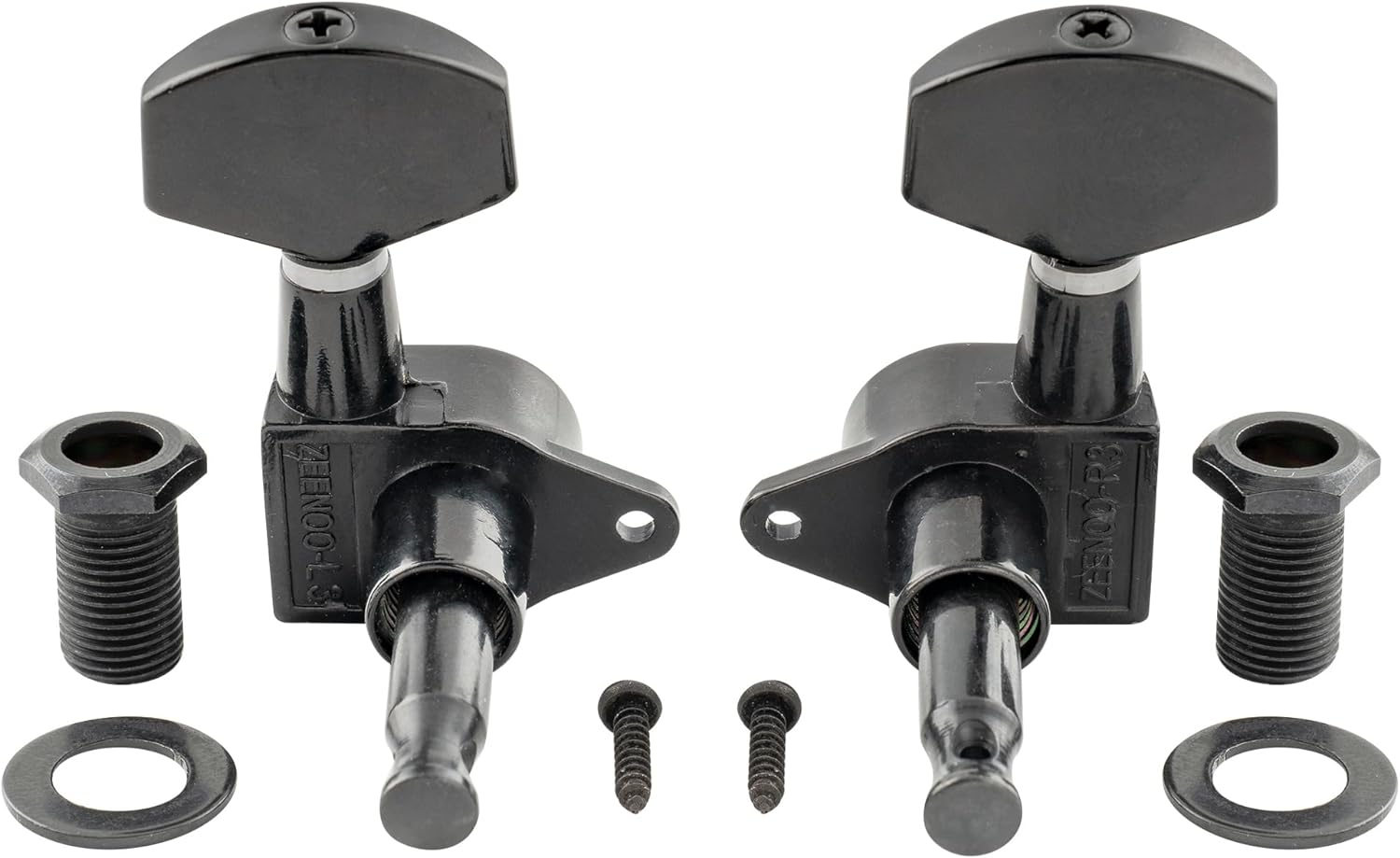 Musiclily Pro R15J 3R3L 15:1 Ratio Full Sealed Machine Heads Tuners Tuning Pegs Keys with Big Hex Button Right Angle Screw for Acoustic Electric Guitar, Black