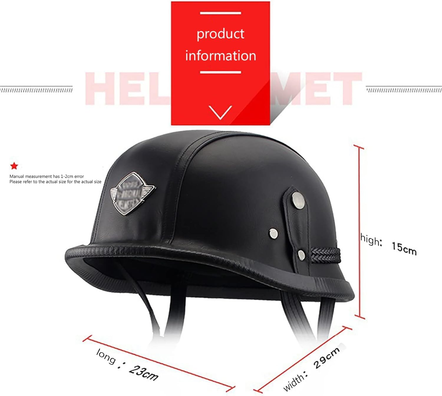 Leather Half Helmet with Yellow Goggles Vintage Motorcycle Half Shell Helmet Removable and Washable Liner Motorcycle Helmet for Adults Men Women DOT/ECE Approved image number 4