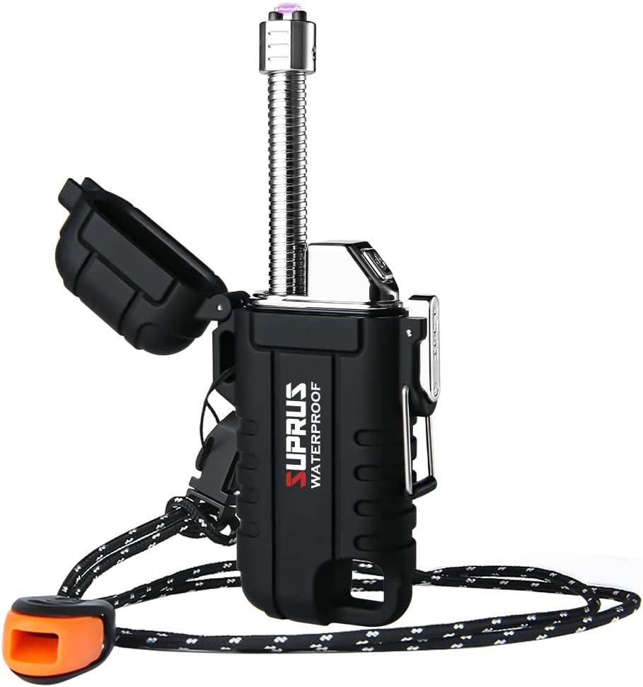 SUPRUS Waterproof Lighter Windproof Lighter Arc Plasma Lighters USB-C Rechargeable with Expandable and Flexible Neck for Outdoor, Camping & Kitchen (Camouflage)