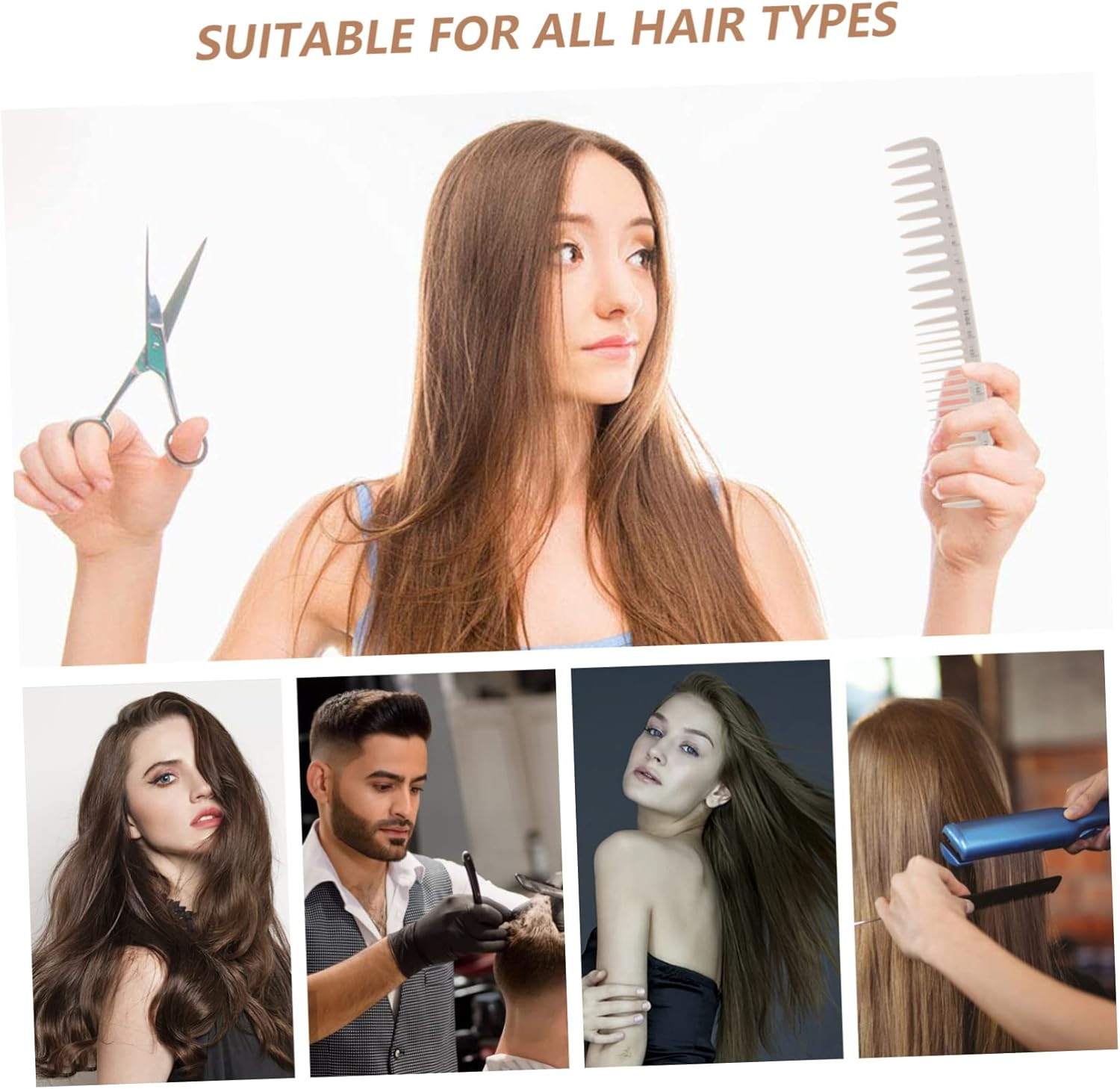 MERRYHAPY 4Pcs Professional Hair Combs for Men Precision Ruler Combs for Braiding Heat for Thick Hair image number 4