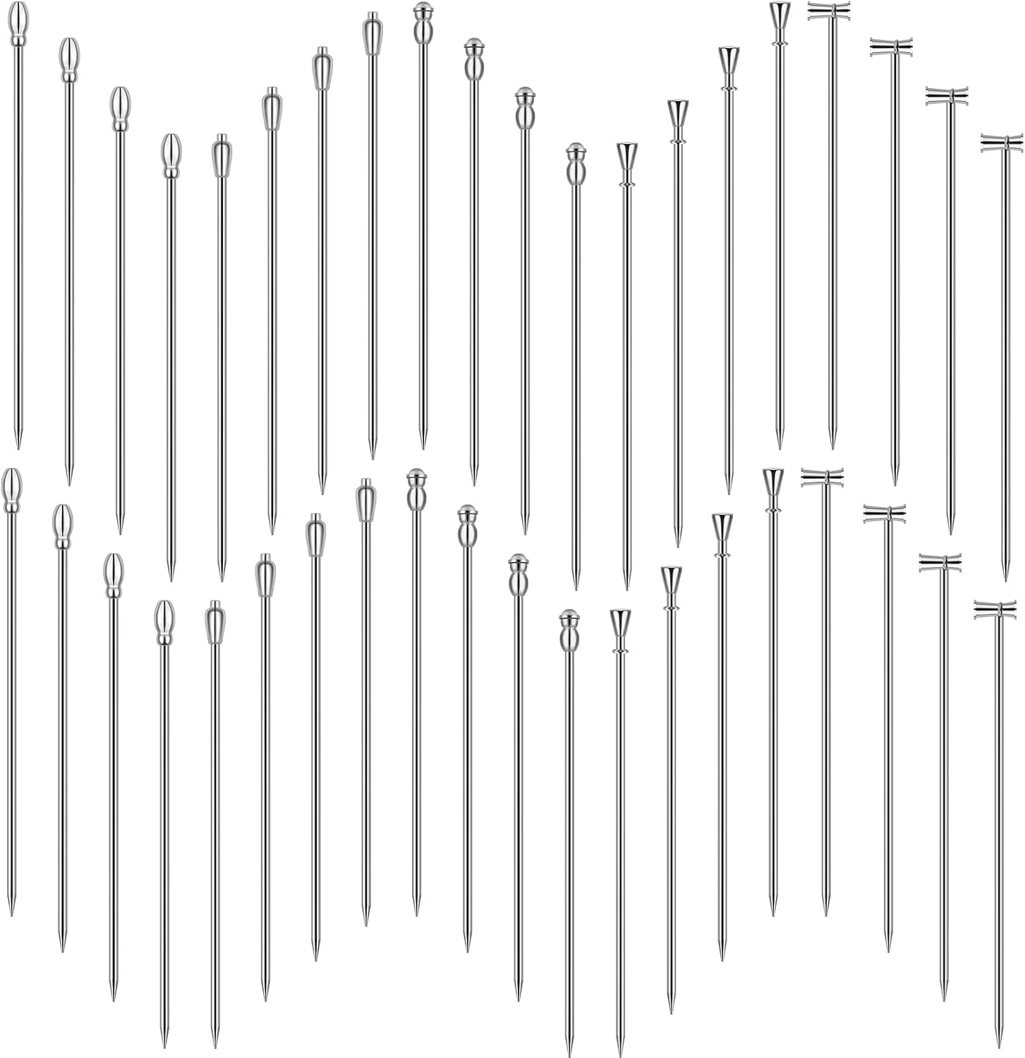 Cocktail Picks Stick 40Pcs Toothpicks Stainless Steel Reusable Martini Olive for Bar Barbecue Fruit Bloody Mary Drink image number 2