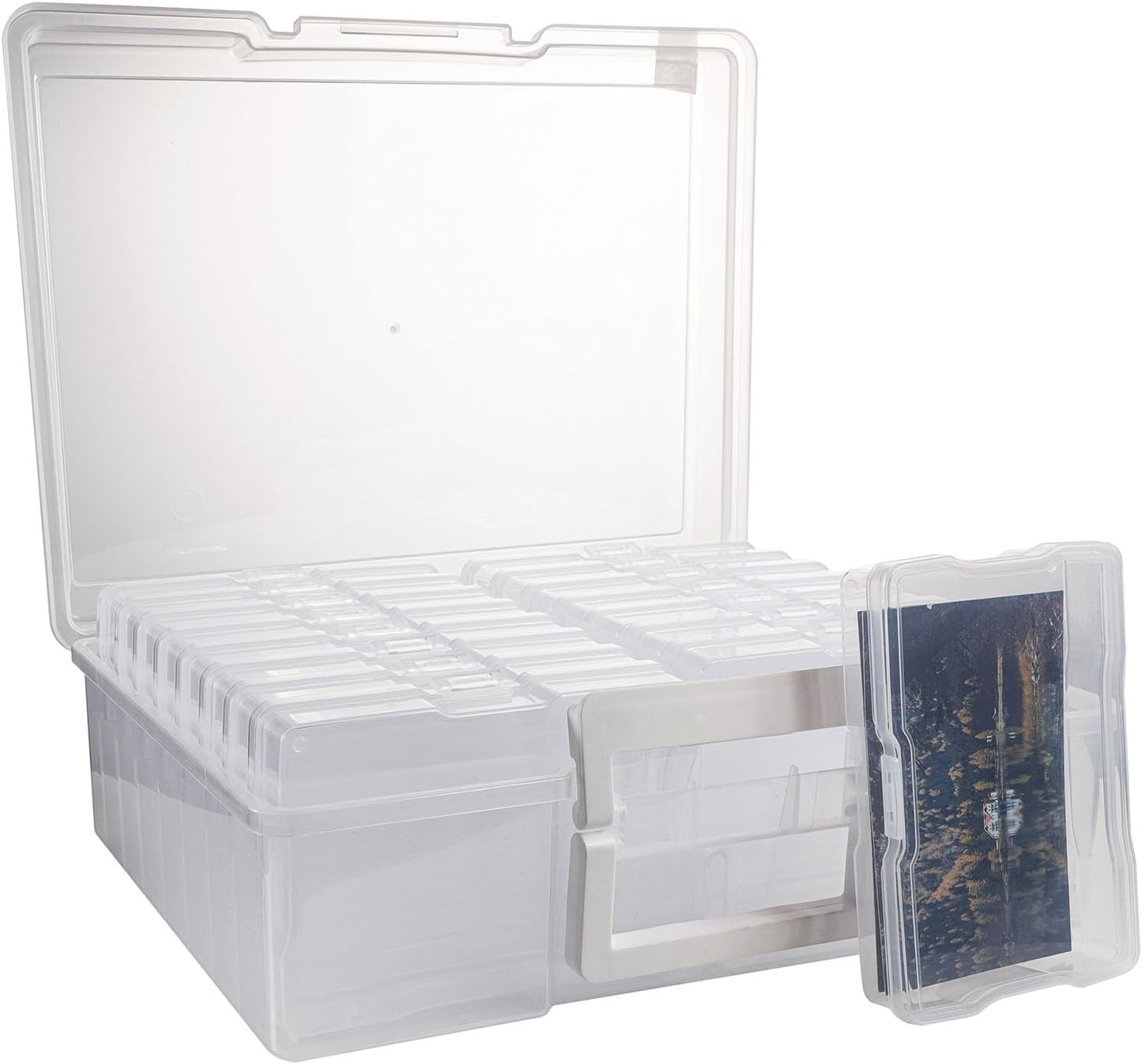 Photo Storage Box, 4" X 6" Photo Storage Box Craft Keeper, 18 Inner Extra Large Organizer Acid-Free Photo Keeper Storage Case, Plastic Craft Storage Box for Stickers Stamps Seeds (18 Boxes) image number 1