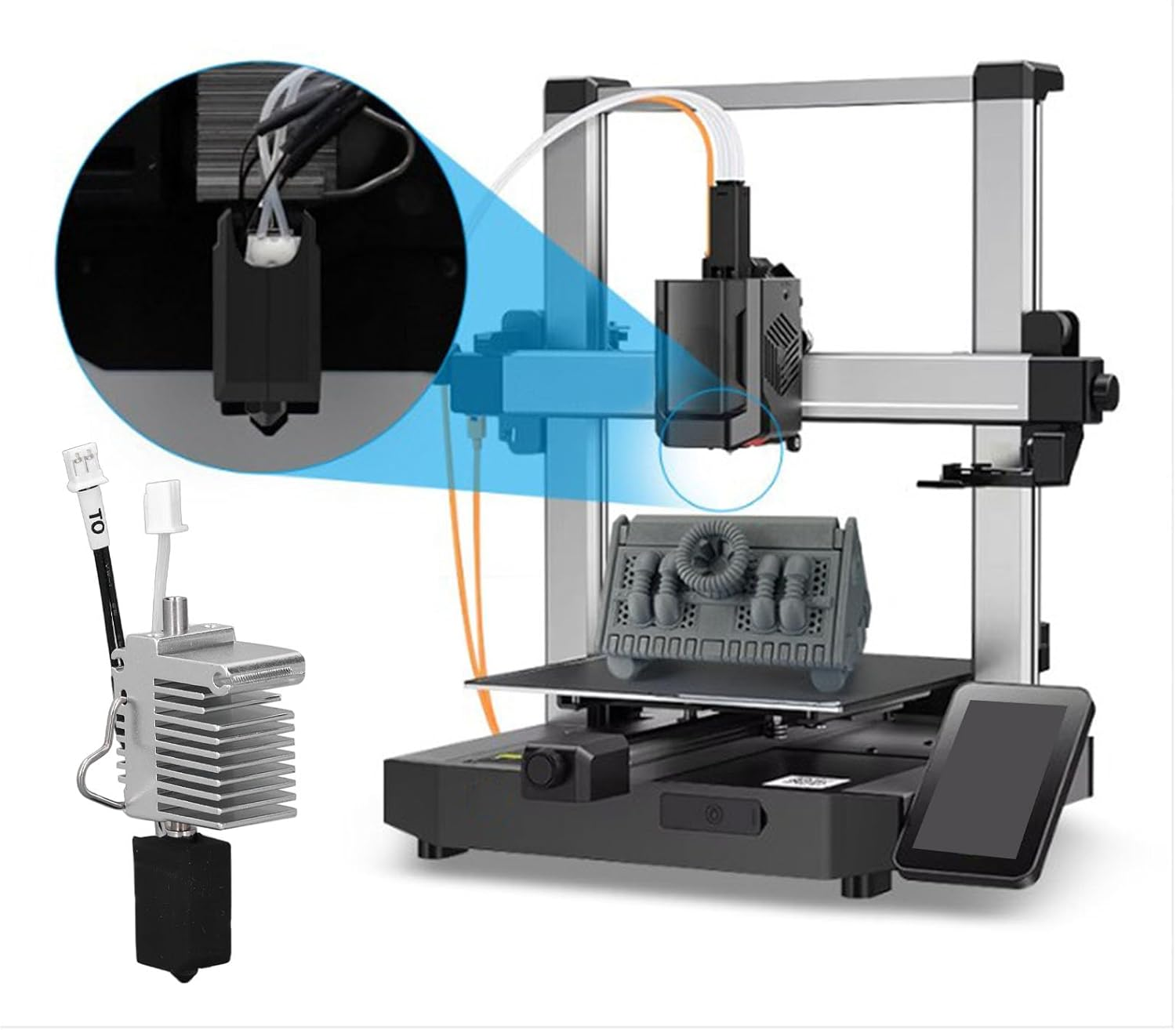Upgrade Hotend Kit for Kobra 3, for Kobra 3 Combo, 3D Printer Hotend Kit, Ceramic Heating Block, Hardened Steel Nozzle Hot End Replacement, 600Mm/S High Speed image number 2