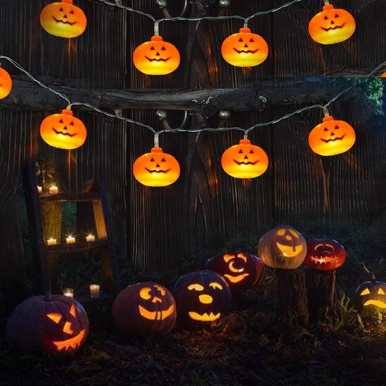 Halloween Pumpkin Lights 3M 20 LED Pumpkin Lights Halloween Indoor Outdoor Decorative Pumpkins Bright String for Bedroom, Garden, Autumn Party Decorations Thanksgiving image number 6
