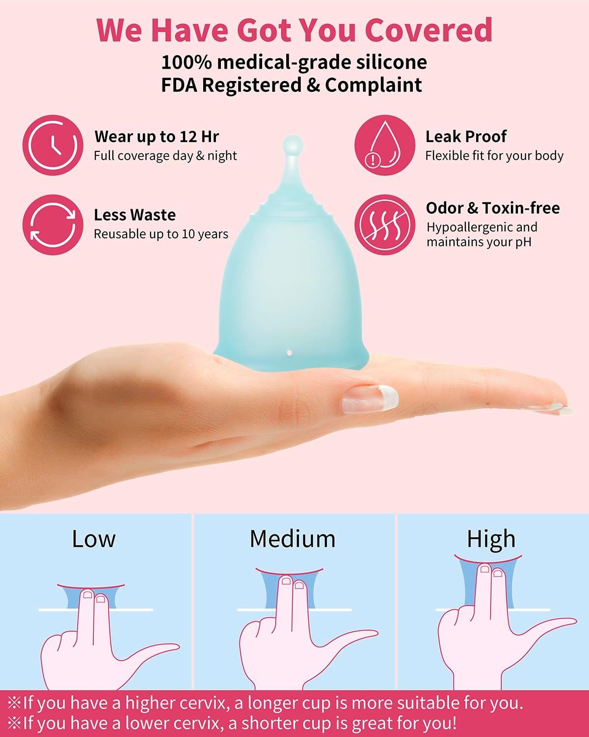 Menstrual Cup Steamer Sterilizer with 2 Reusable Menstrual Cups, Period Cups Cleaner Wash Kit, Cleans Your Cup in 2-5 Mins and Will Automatic Power off When the Temperature Reaches image number 6