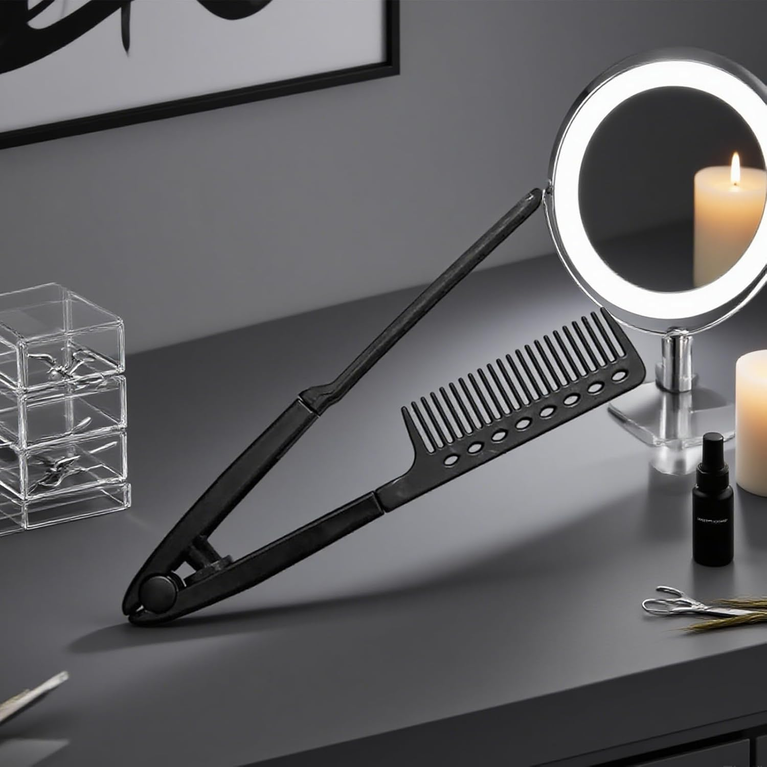 Wezalget Women Hair Straightening Comb | V Type Hair Straightening Comb for Flat Iron - Non-Slip Wet Dry Hairdressing Equipment for Ladies Girls Home Salon Hotel Dorm Business Trips - Pink image number 6