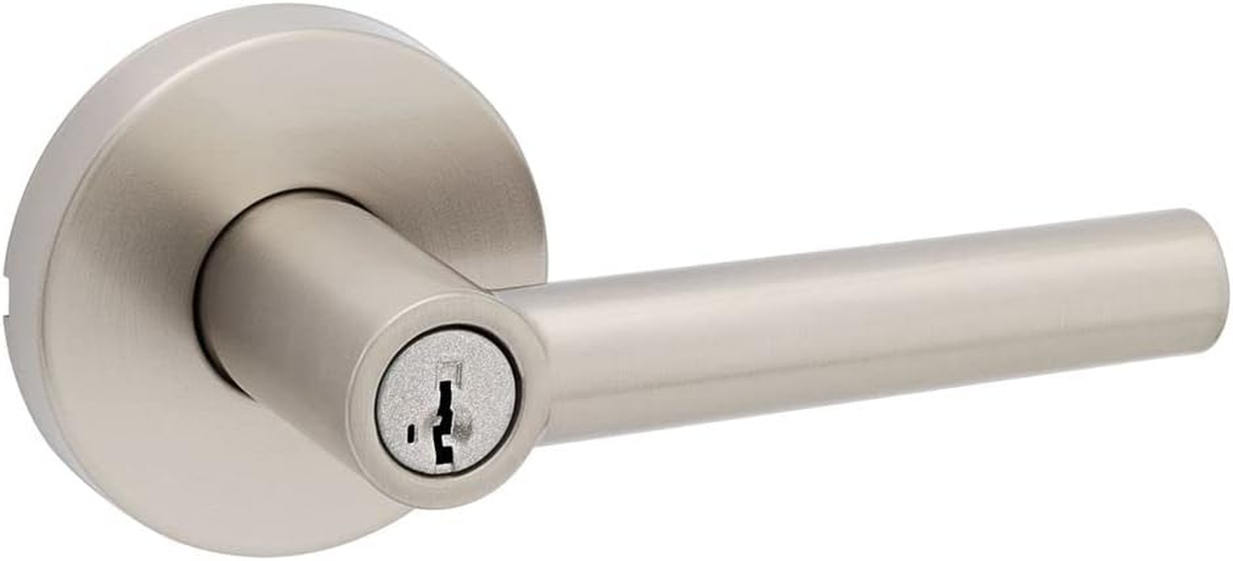 Kwikset Milan Dummy Door Handle, Single Sided Lever for Closets, French Double Doors, and Pantry, Satin Nickel Non-Turning Reversible Interior Push/Pull Lever