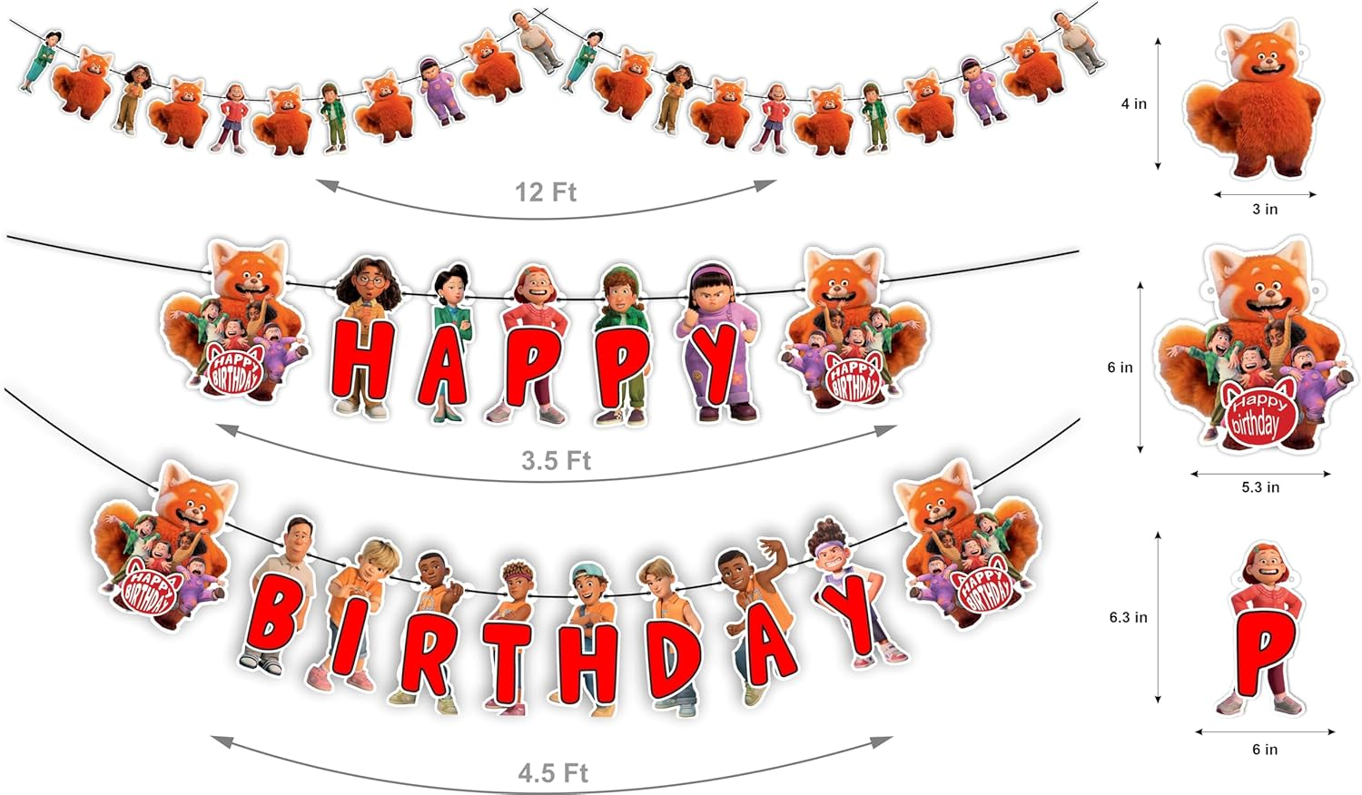 Turning Red Theme Decoration- Birthday Decoration Kit with Banners, Cake & Cupcake Toppers - Fun Themed Celebration Pack for Kids & Fans image number 3