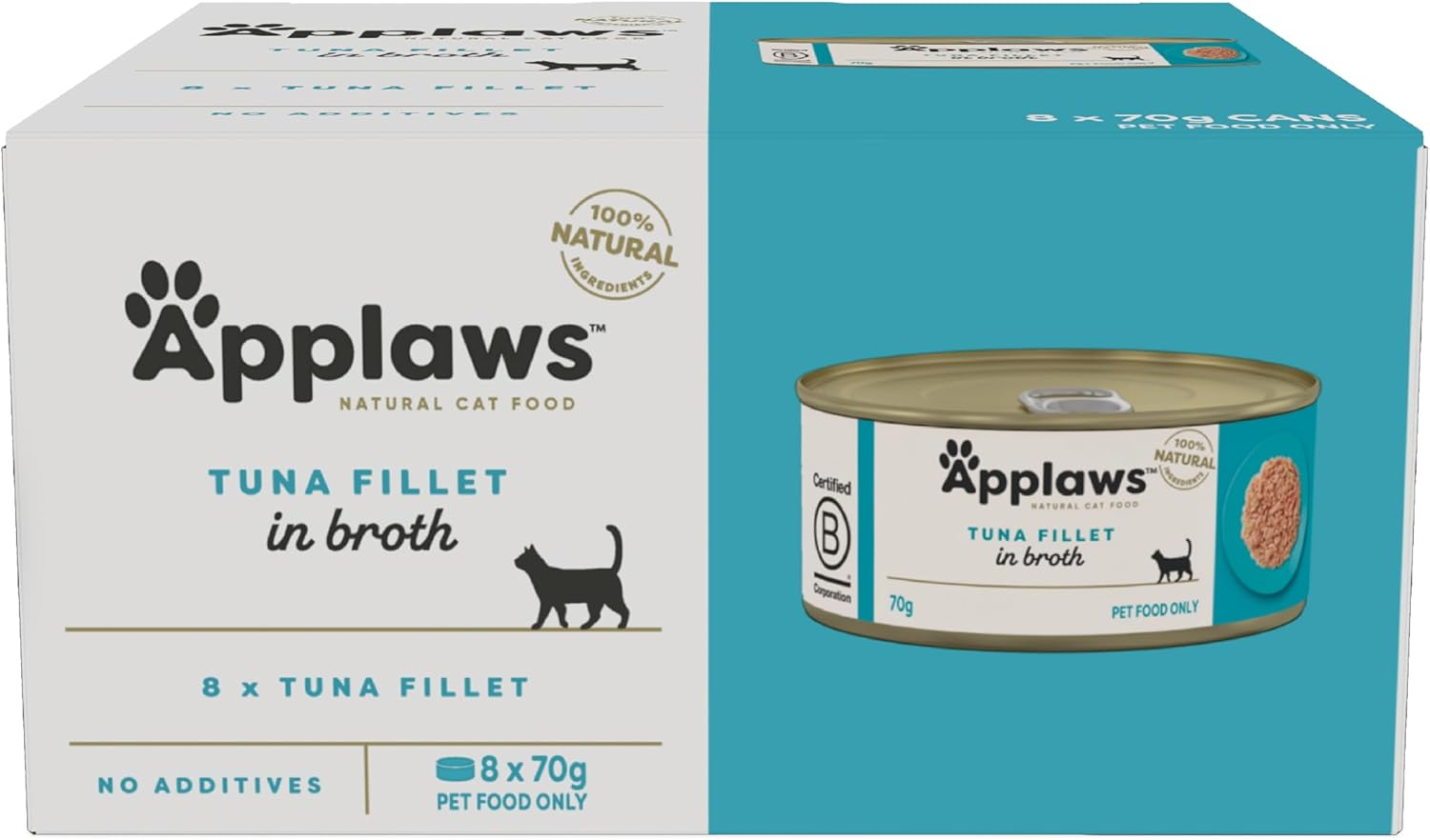 Applaws 100% Natural Wet Cat Food Tuna Fillet in Broth Tin 70G (Pack of 32), Limited Ingredients Pet Food image number 3